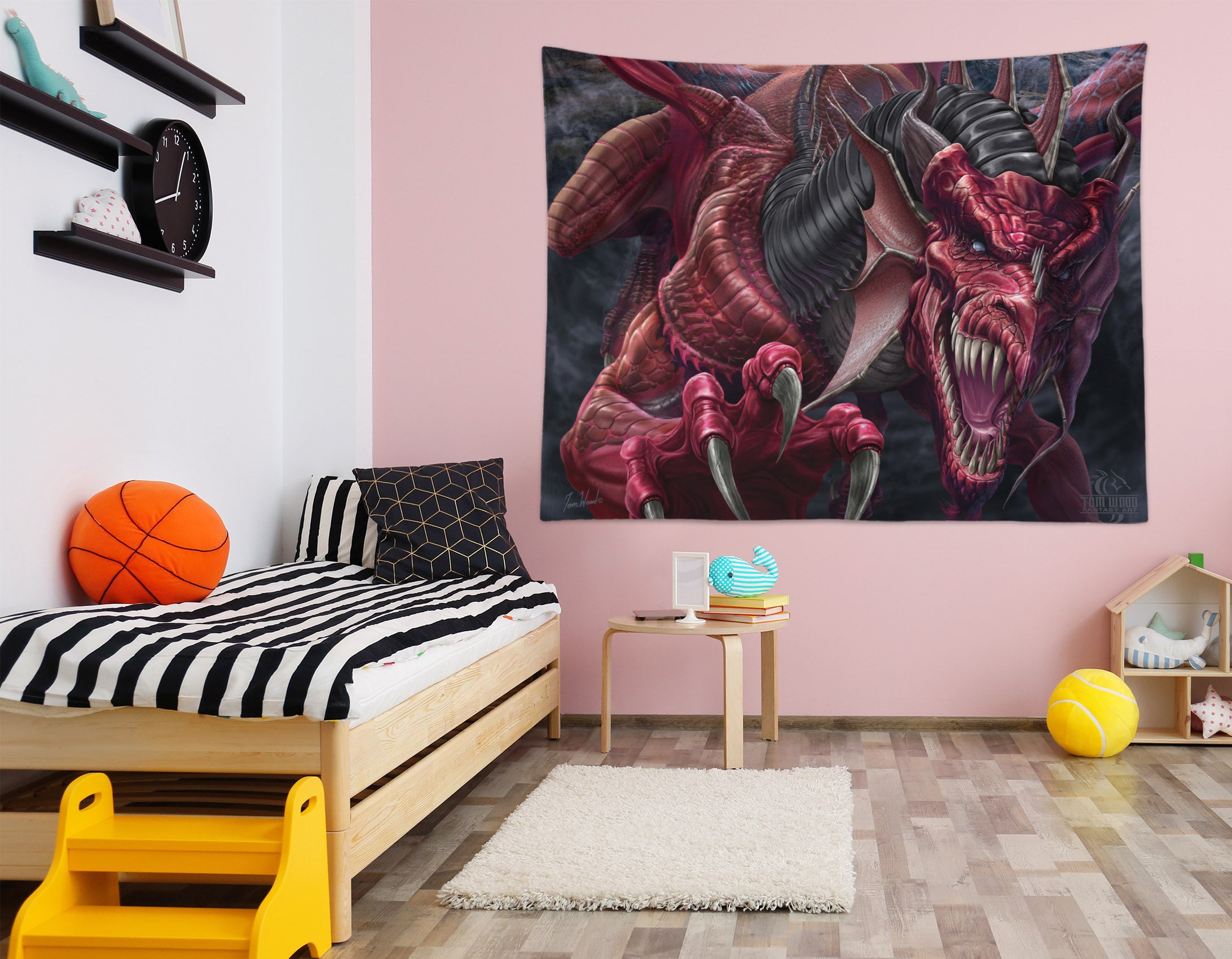 3D Red Dragon 121198 Tom Wood Tapestry Hanging Cloth Hang