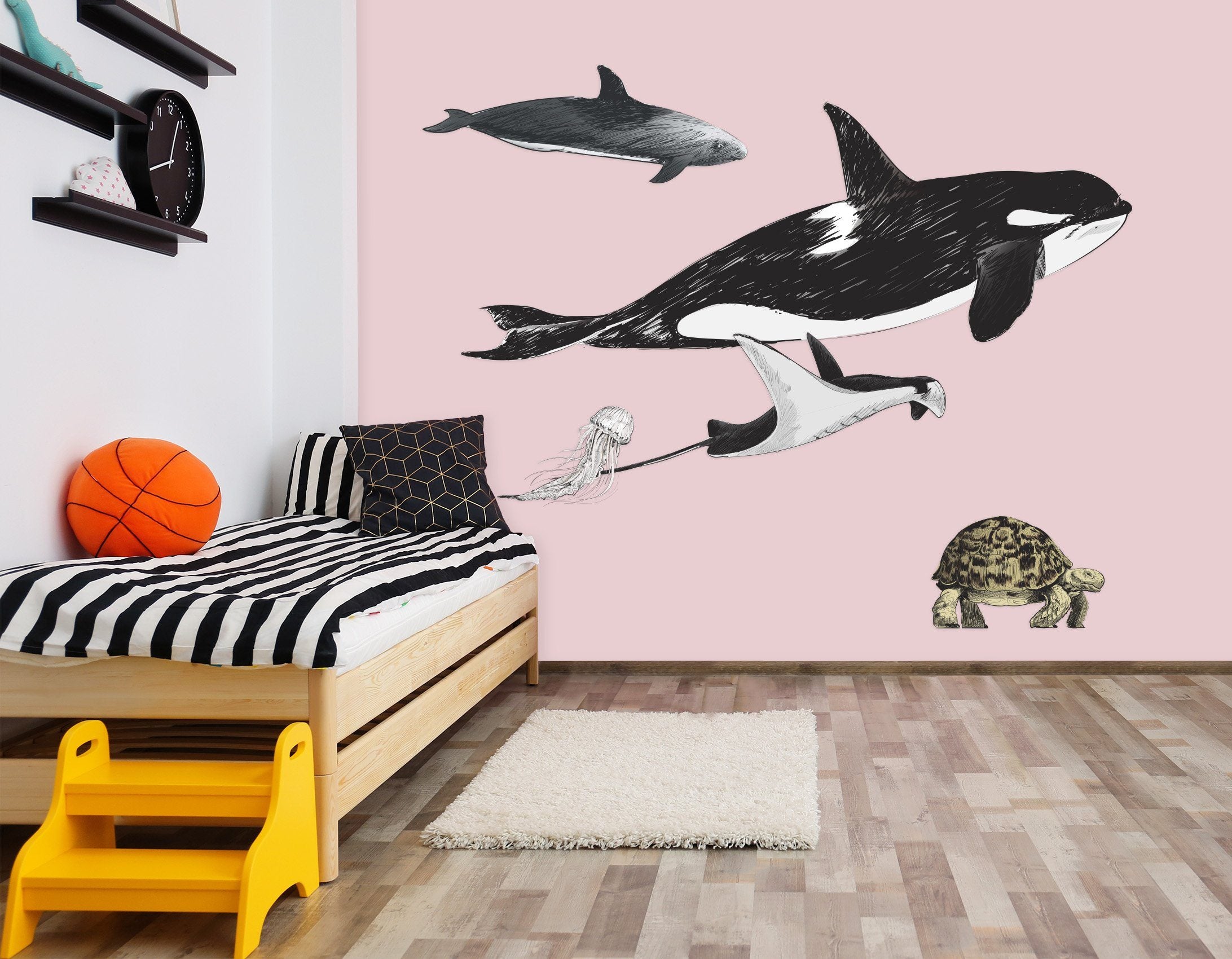 3D Shark Dolphins 060 Animals Wall Stickers Wallpaper AJ Wallpaper 