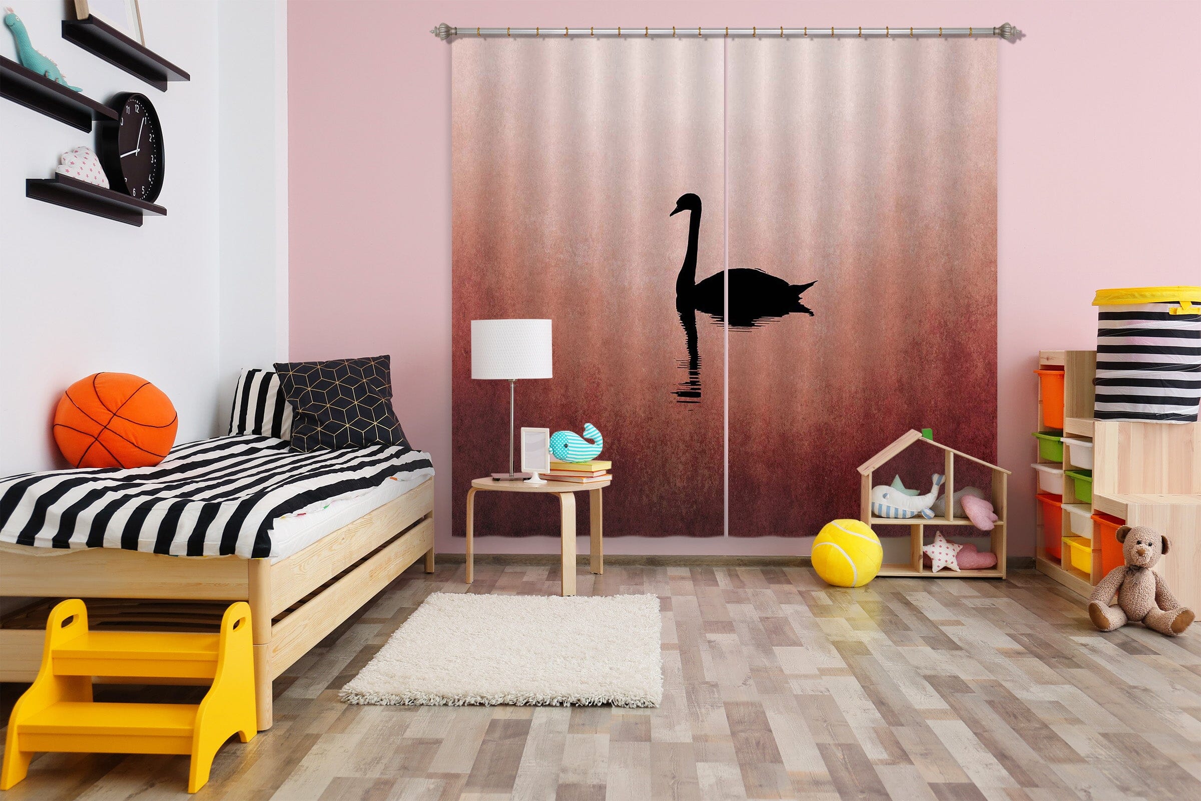 3D Swan Lake 056 Boris Draschoff Curtain Curtains Drapes Curtains AJ Creativity Home 