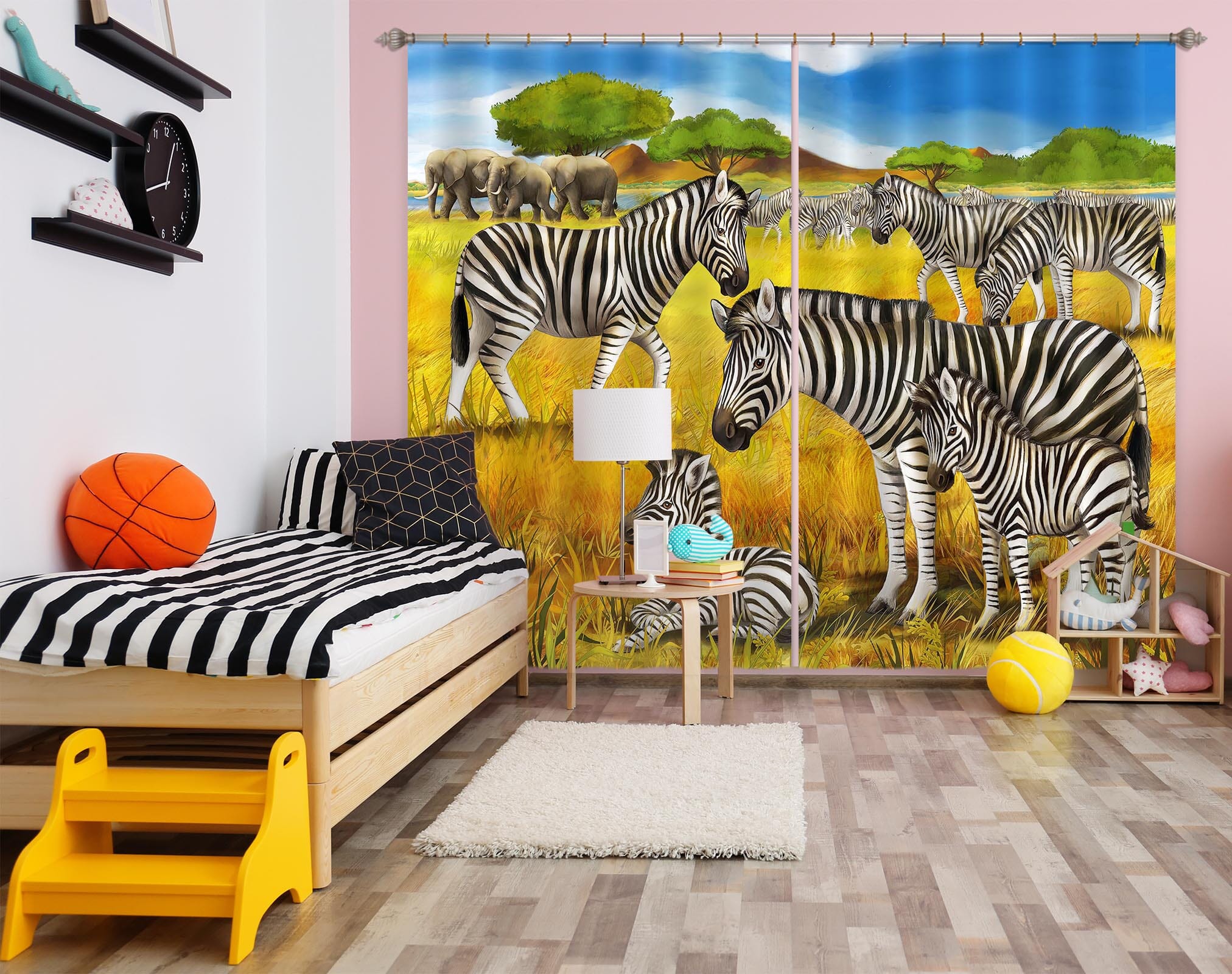 3D Steppe Zebra 798 Curtains Drapes Wallpaper AJ Wallpaper 