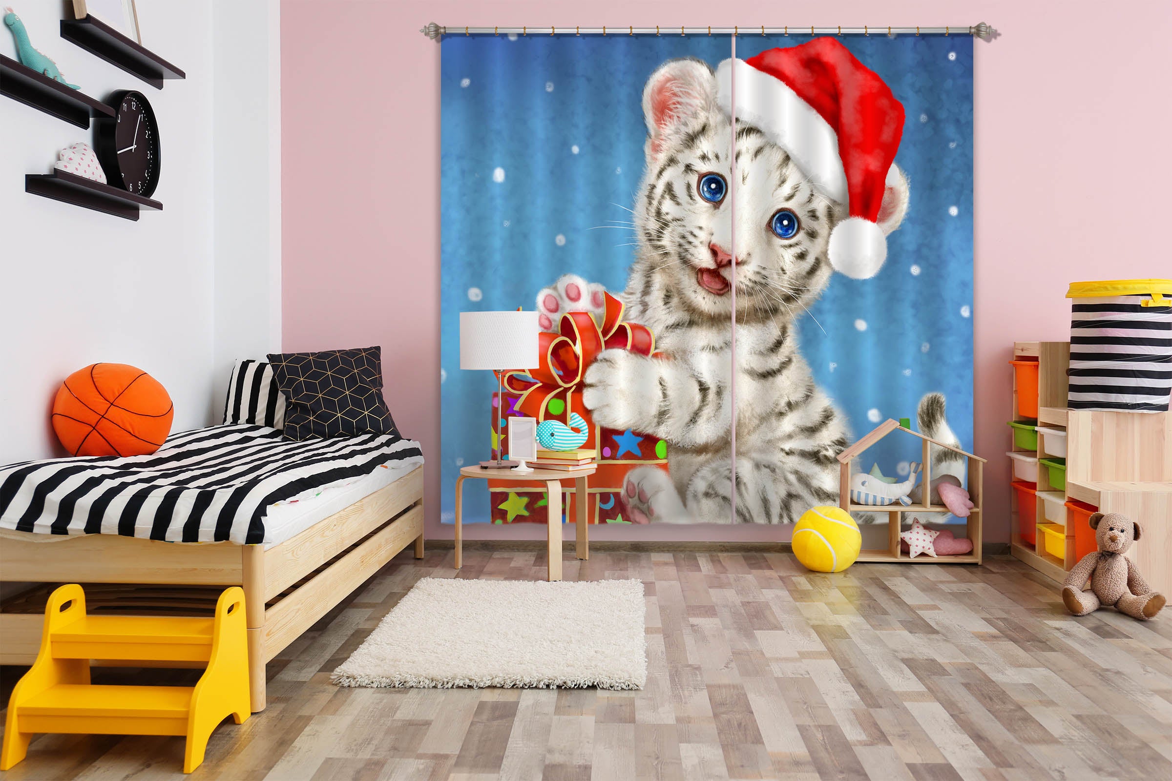 3D Christmas Gift Lion 9089 Kayomi Harai Curtain Curtains Drapes
