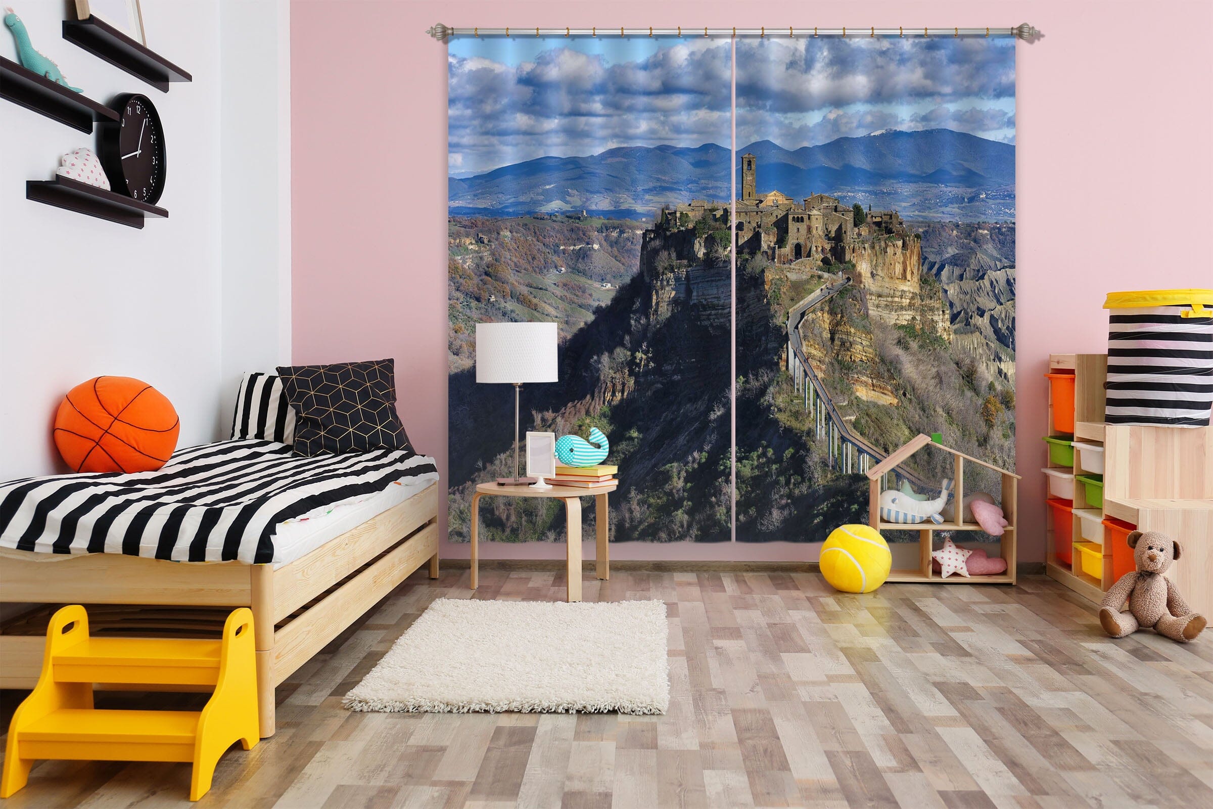 3D Sunny Mountain 124 Marco Carmassi Curtain Curtains Drapes Curtains AJ Creativity Home 