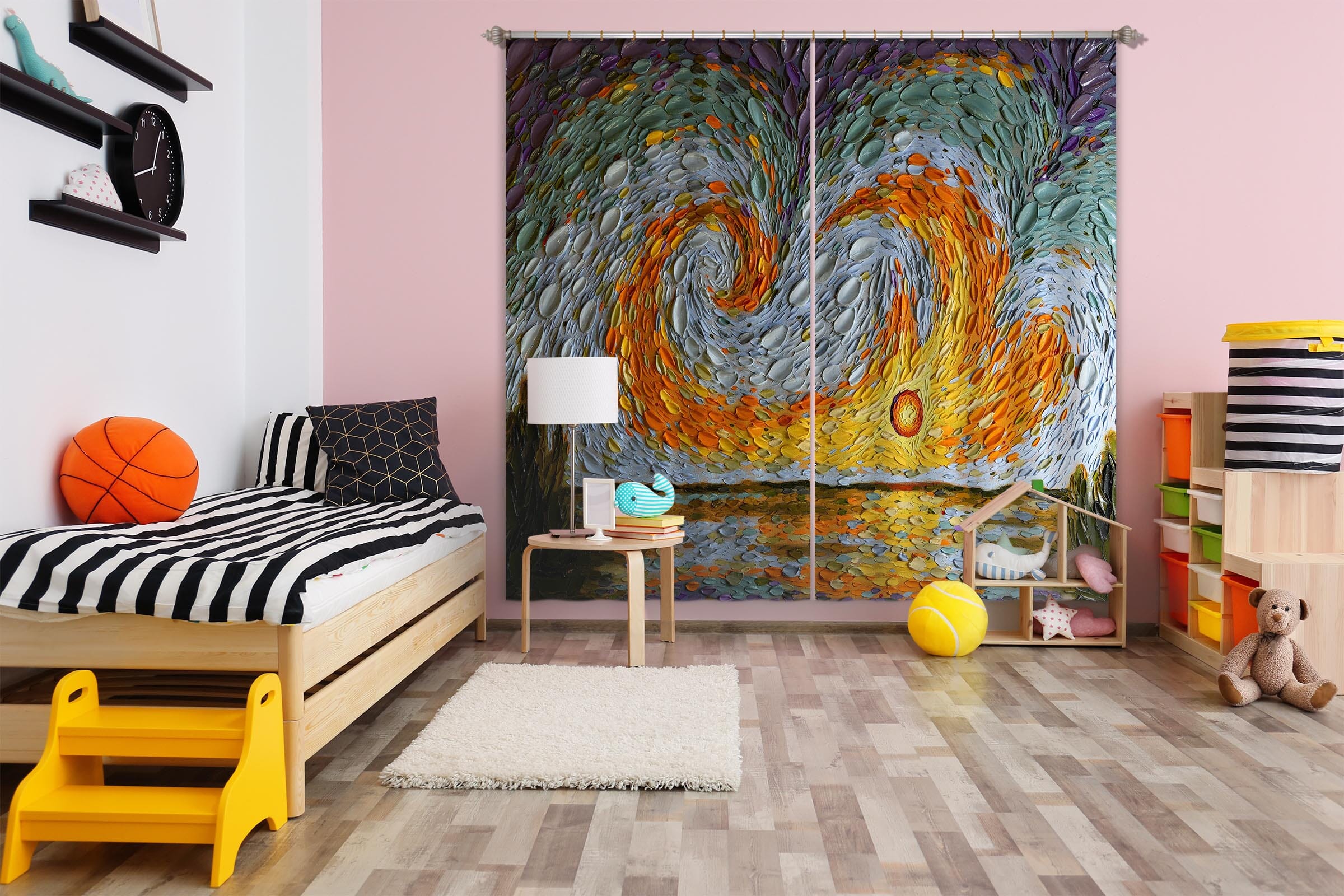 3D Orange Flame 047 Dena Tollefson Curtain Curtains Drapes Curtains AJ Creativity Home 