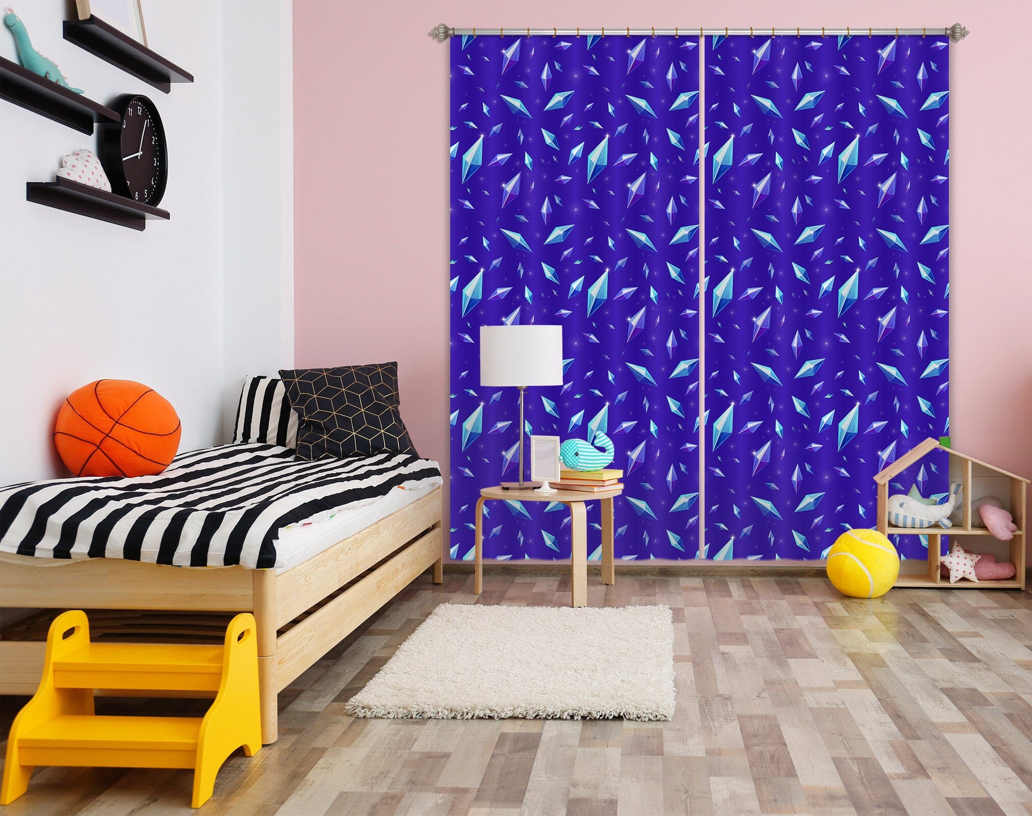 3D Blue Starlight 107 Rose Catherine Khan Curtain Curtains Drapes Curtains AJ Creativity Home 