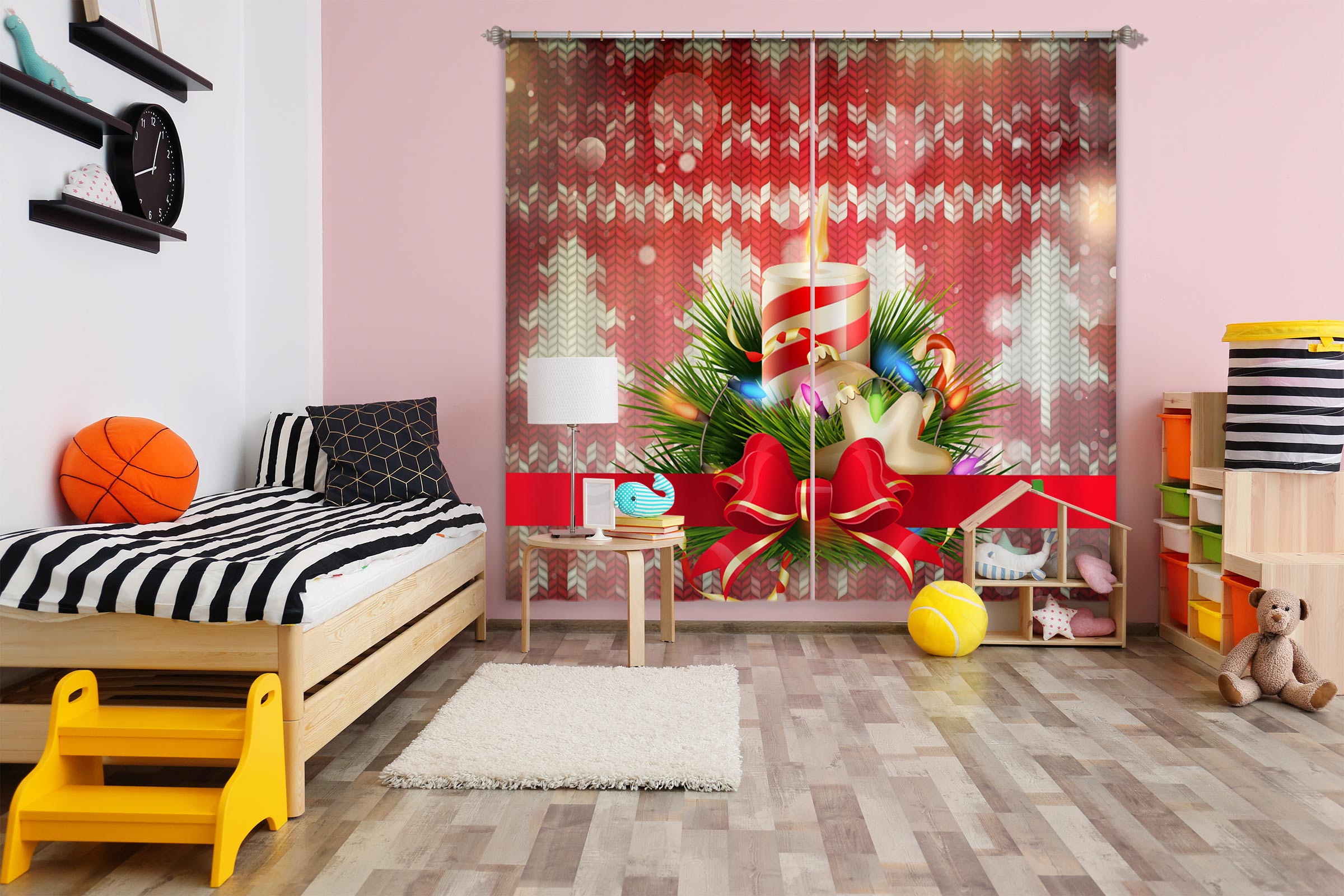 3D Candle 52019 Christmas Curtains Drapes Xmas