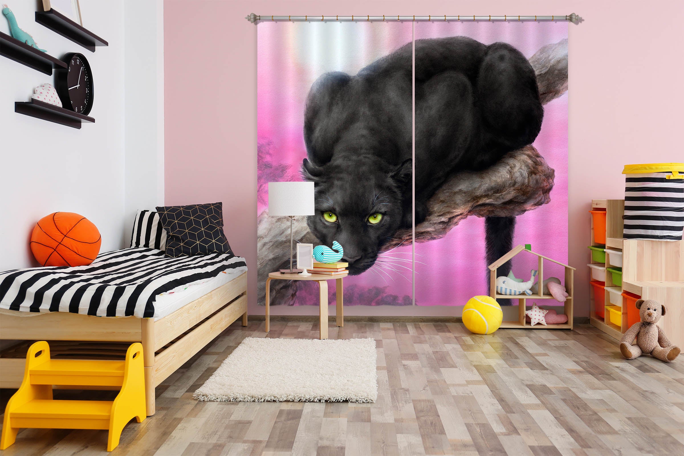 3D Black Panther 9018 Kayomi Harai Curtain Curtains Drapes