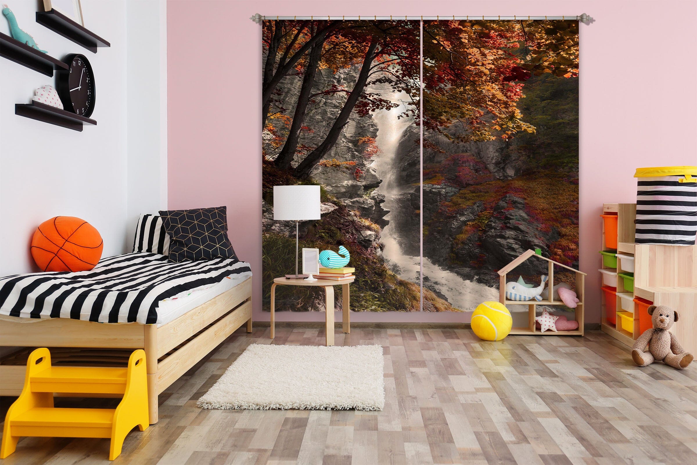 3D Forest Waterfall 140 Marco Carmassi Curtain Curtains Drapes Curtains AJ Creativity Home 