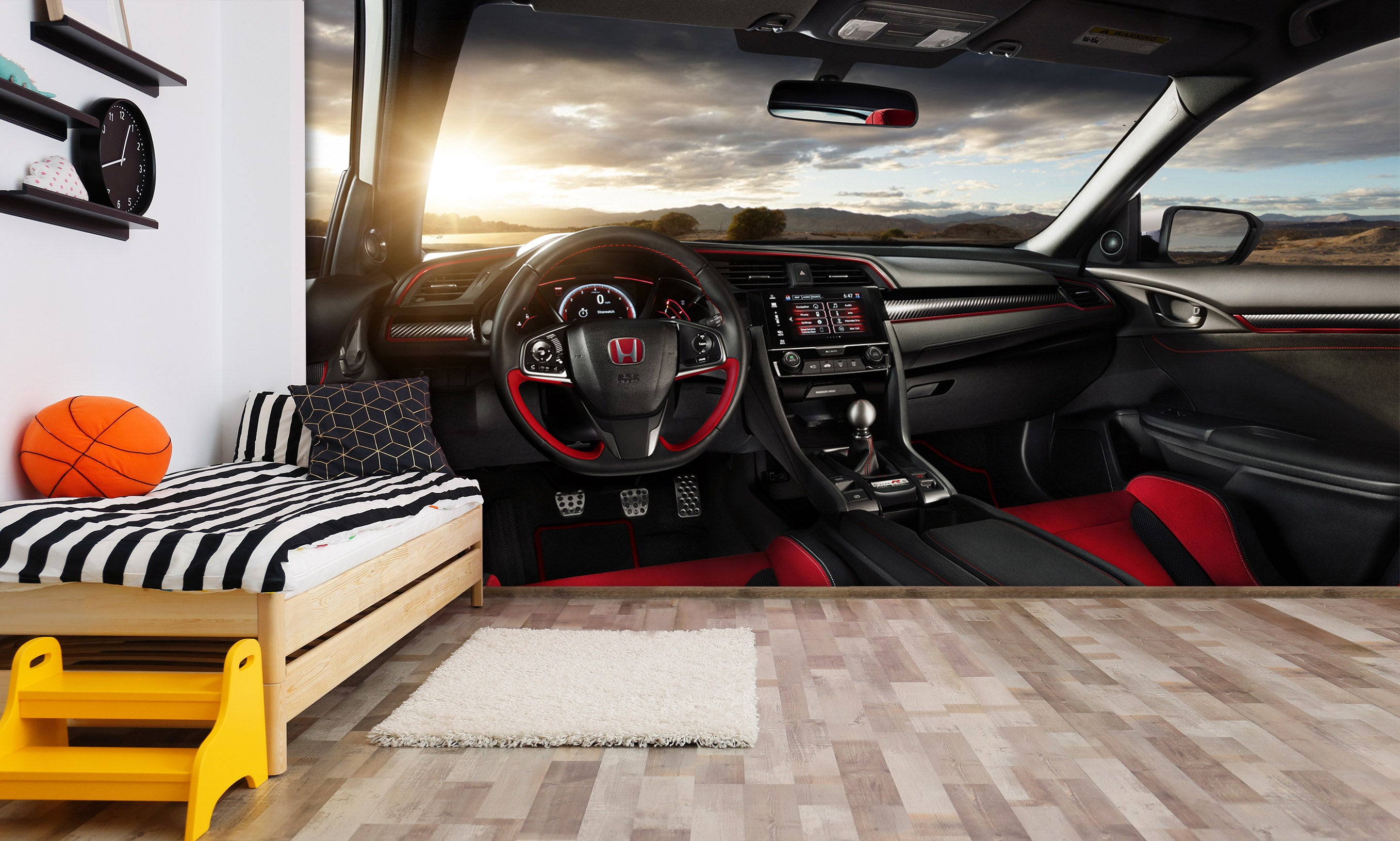 3D Honda Sunset Cloud 224 Vehicle Wall Murals