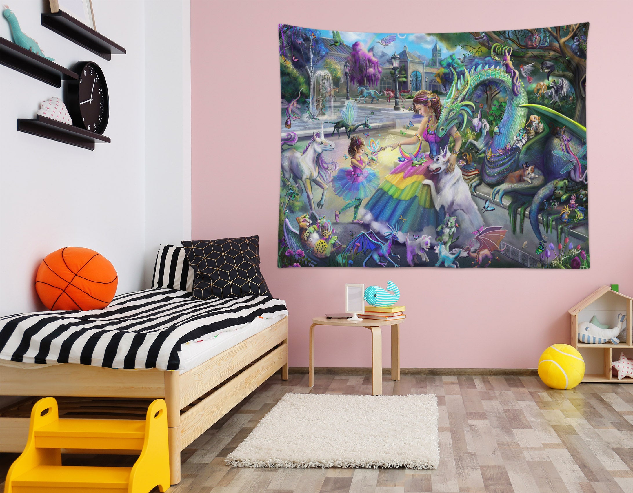 3D Dragon Princess 953 Rose Catherine Khan Tapestry Hanging Cloth Hang