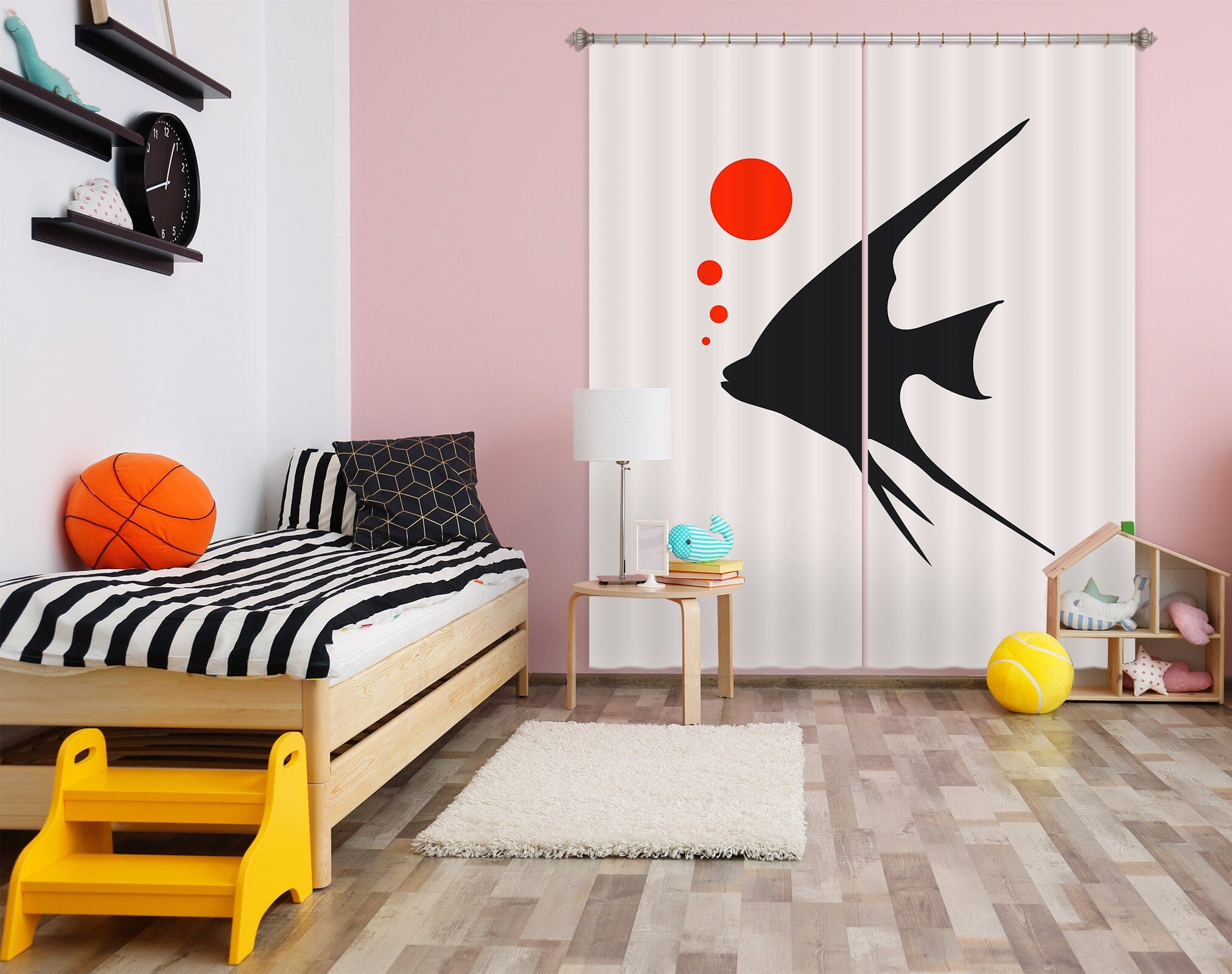 3D Fish Bubble 1016 Boris Draschoff Curtain Curtains Drapes Curtains AJ Creativity Home 