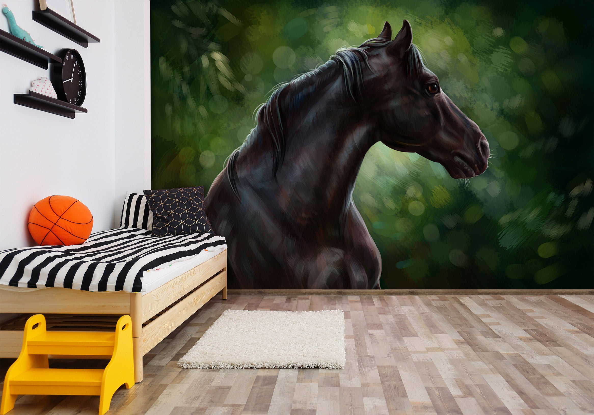 3D Black Horse 287 Wall Murals