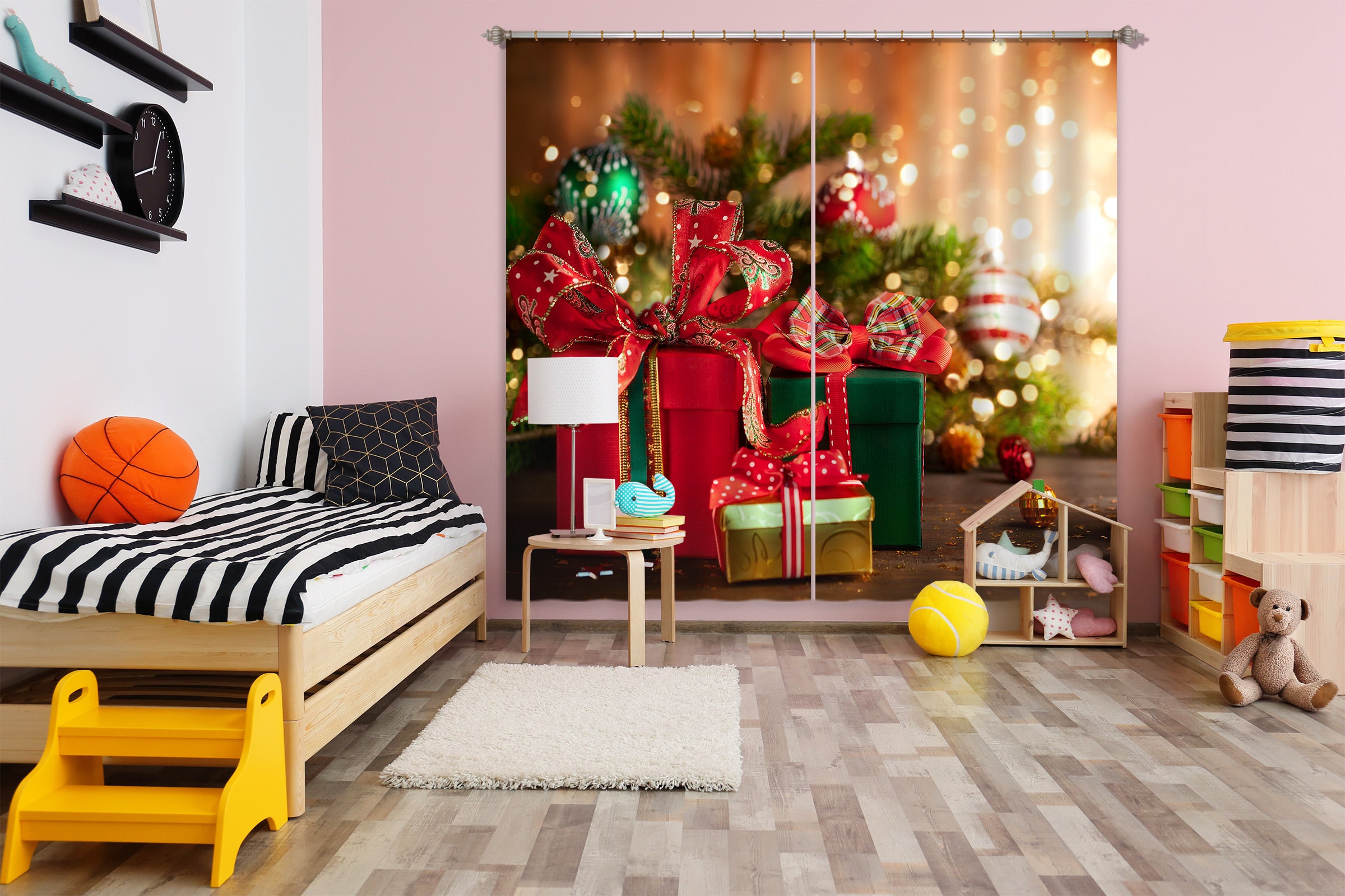 3D Gift Box 52086 Christmas Curtains Drapes Xmas