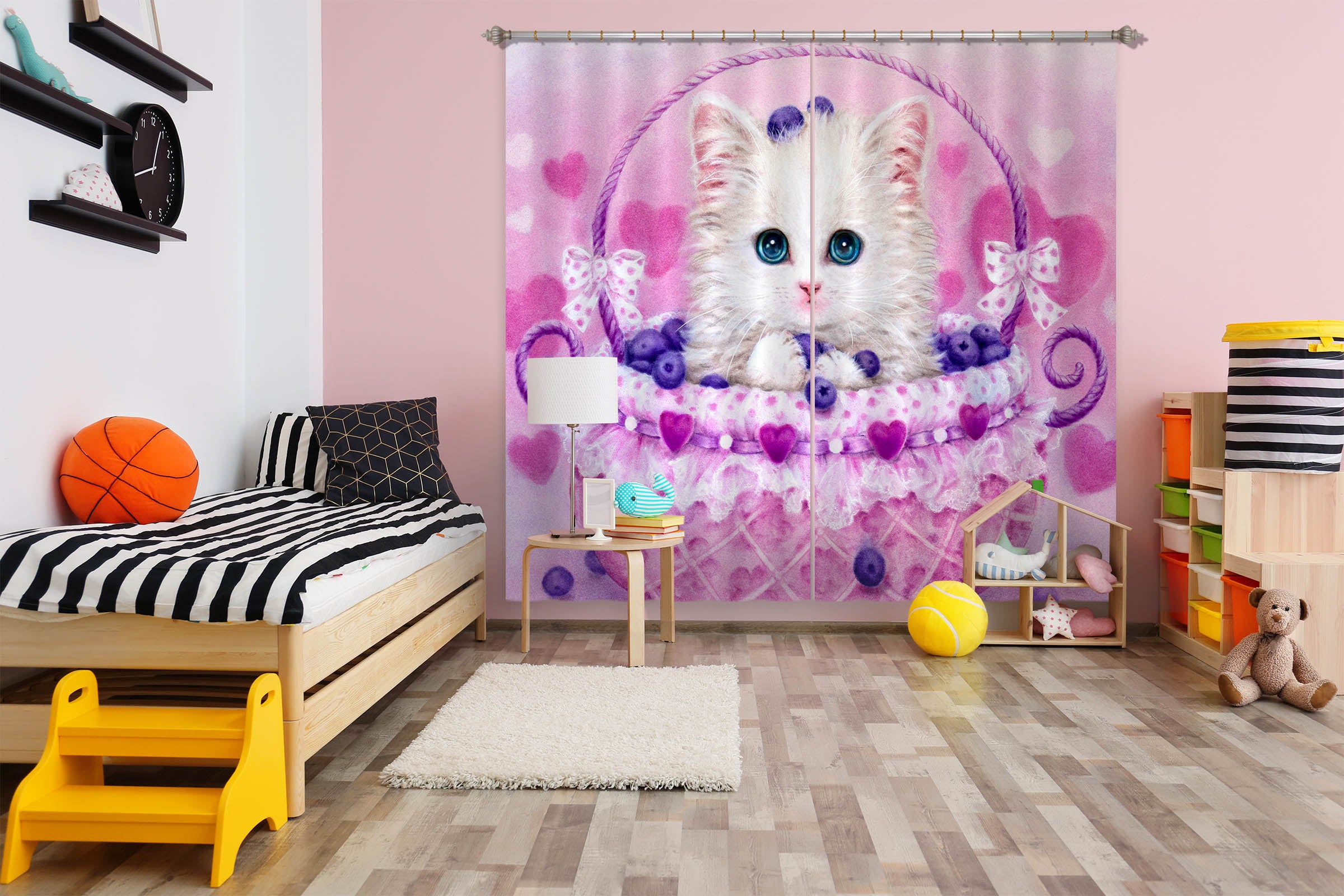 3D Blueberry Cat 9020 Kayomi Harai Curtain Curtains Drapes