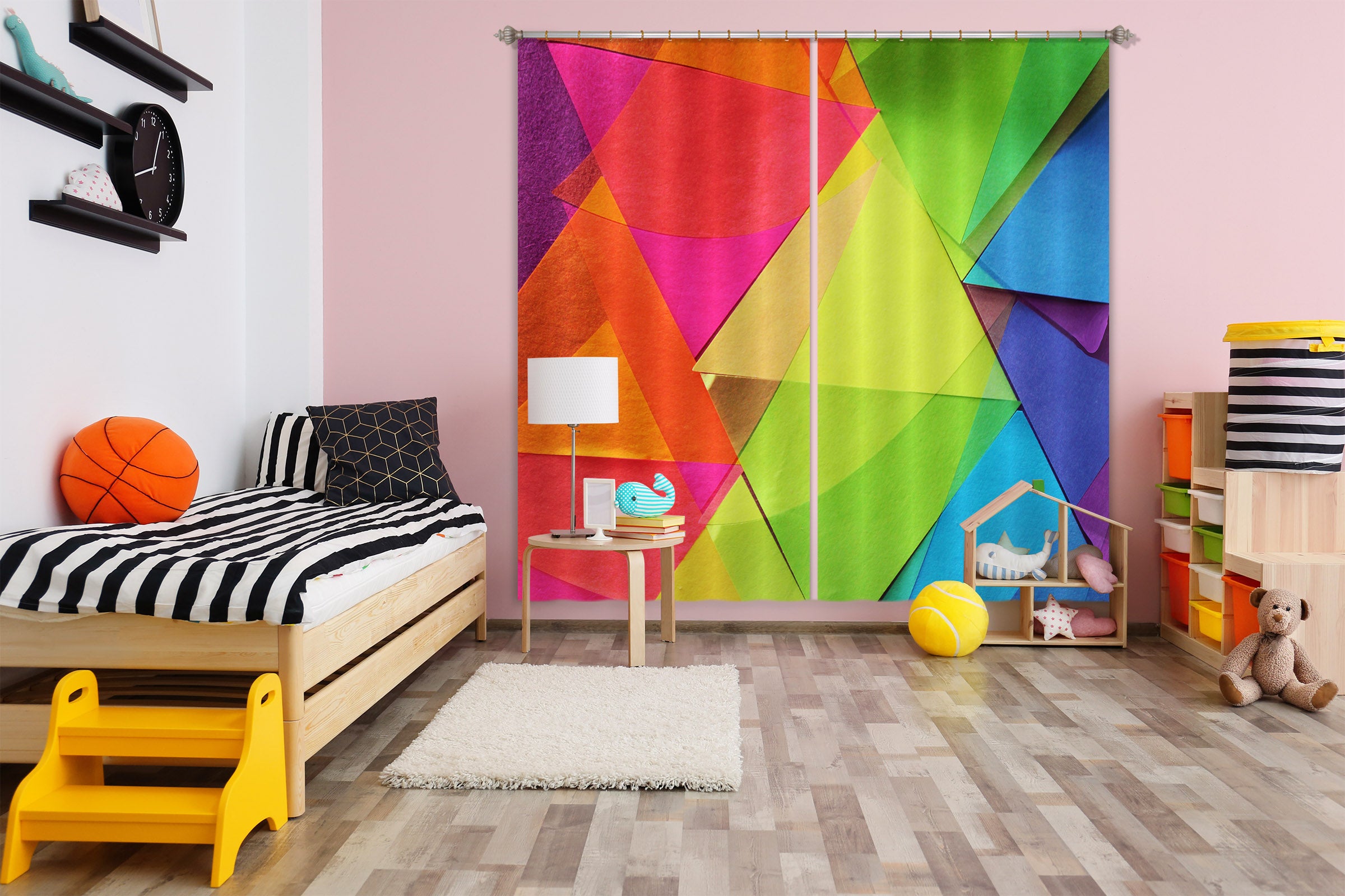 3D Colored Triangle 70093 Shandra Smith Curtain Curtains Drapes