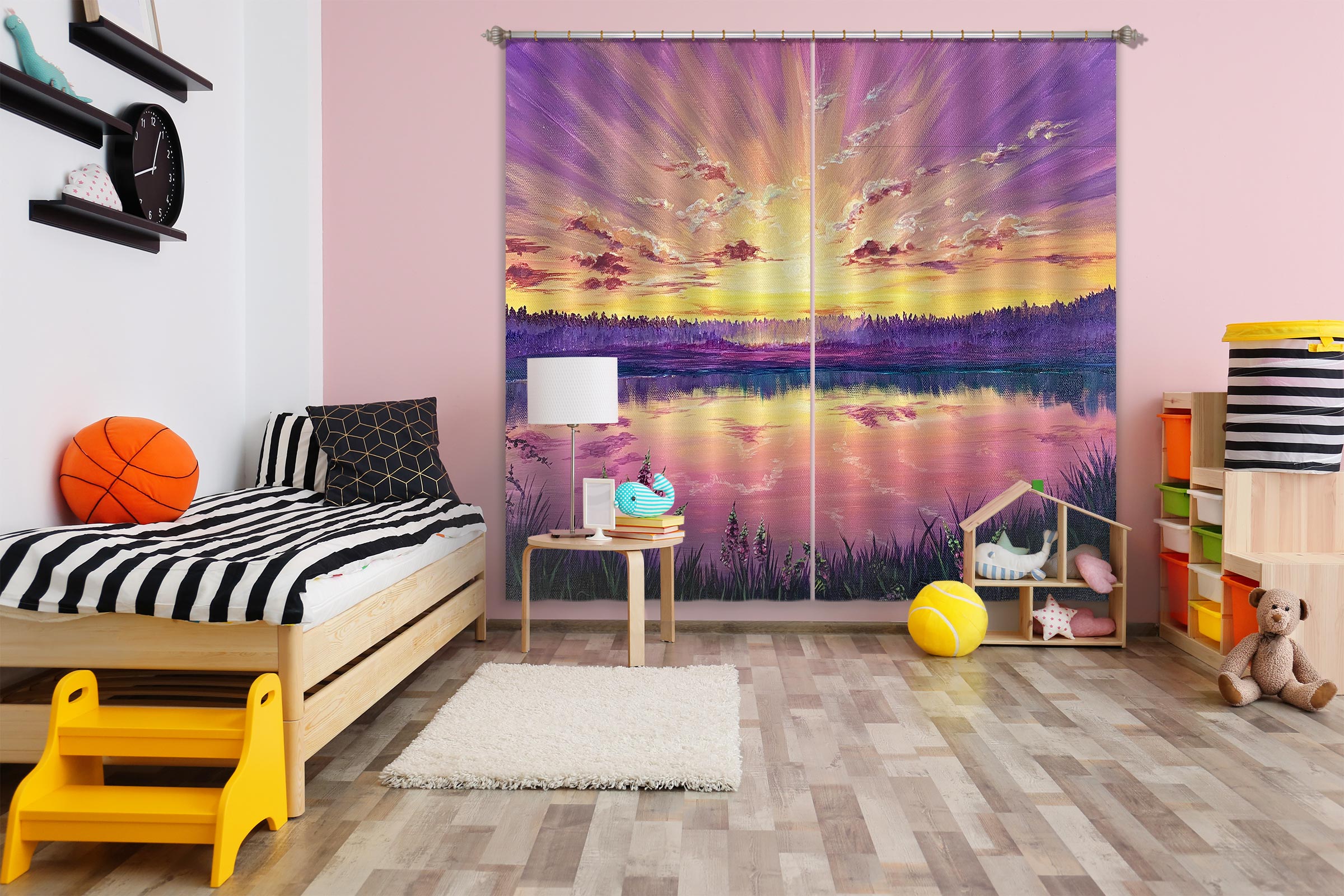 3D Sky Lake Surface 1722 Marina Zotova Curtain Curtains Drapes