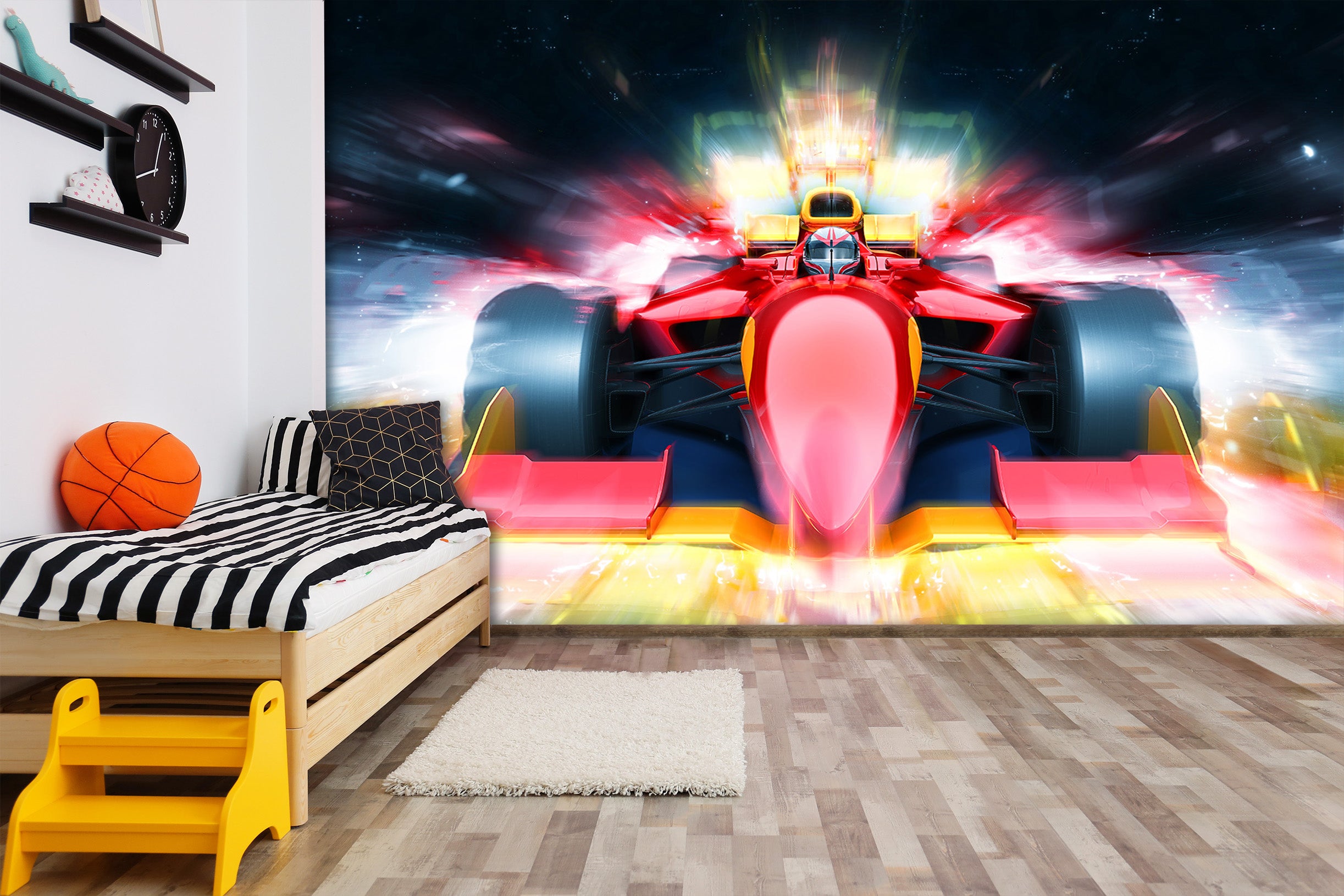 3D Red Racing Car 016 Vehicle Wall Murals