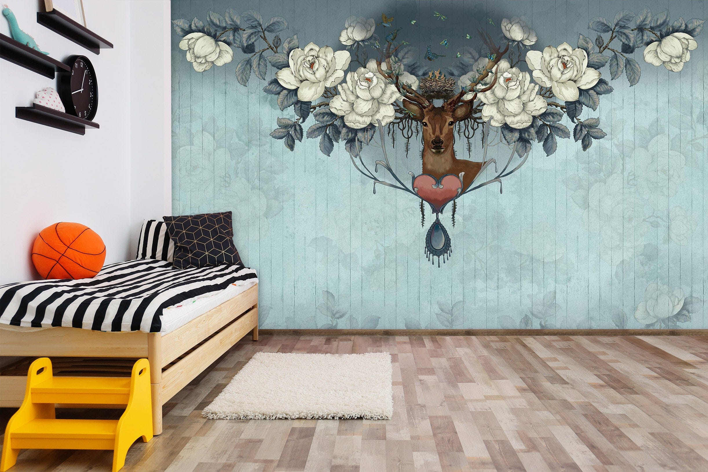 3D Fawn Flowers 1603 Wall Murals Wallpaper AJ Wallpaper 2 