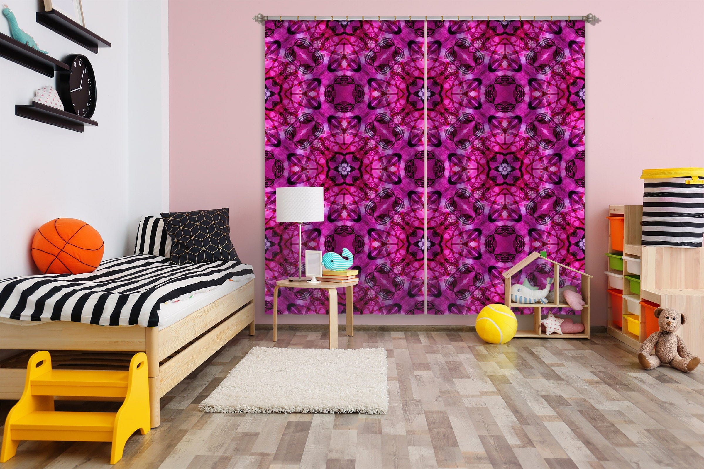 3D Purple Pattern 038 Shandra Smith Curtain Curtains Drapes Curtains AJ Creativity Home 