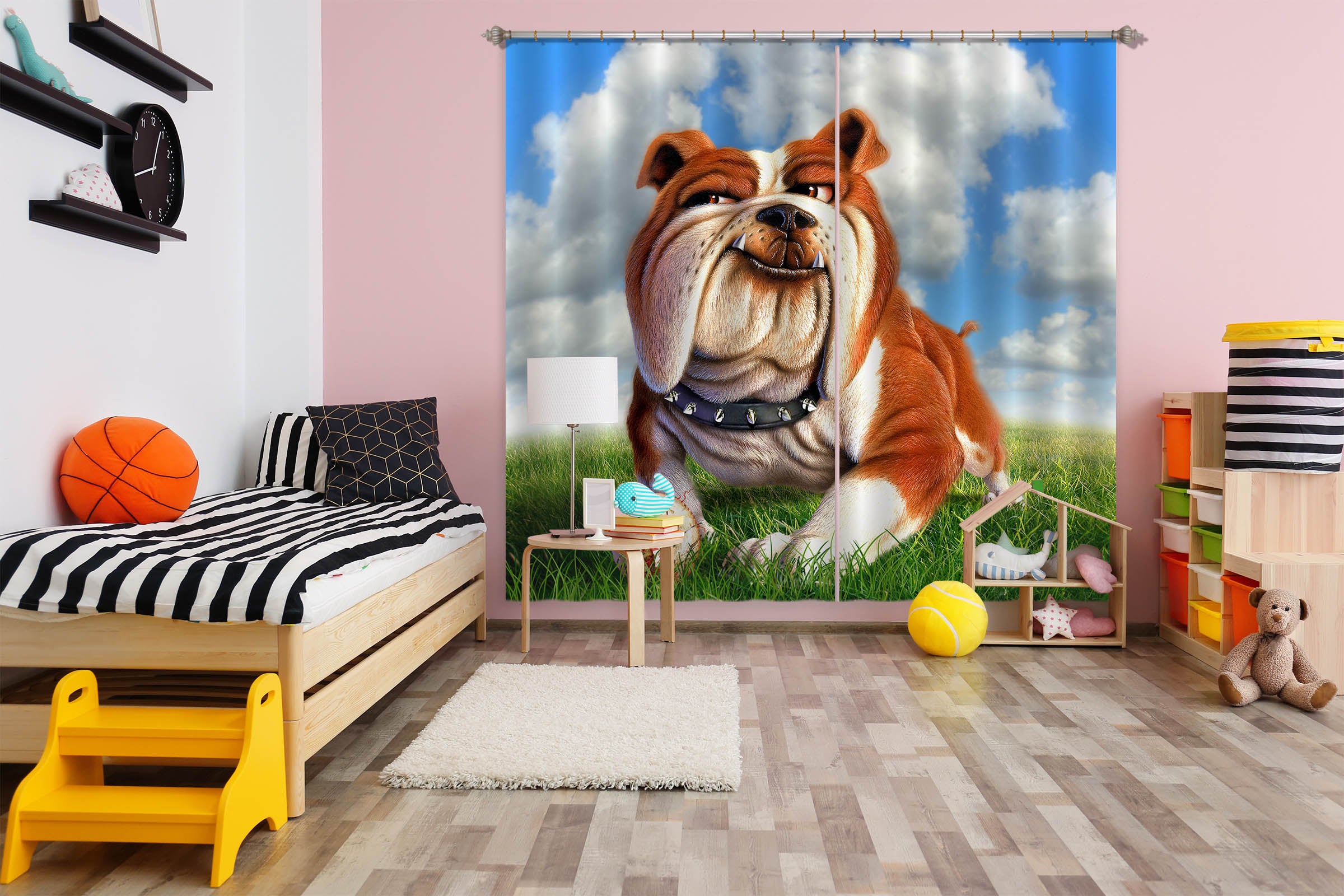 3D Bulldog 86075 Jerry LoFaro Curtain Curtains Drapes
