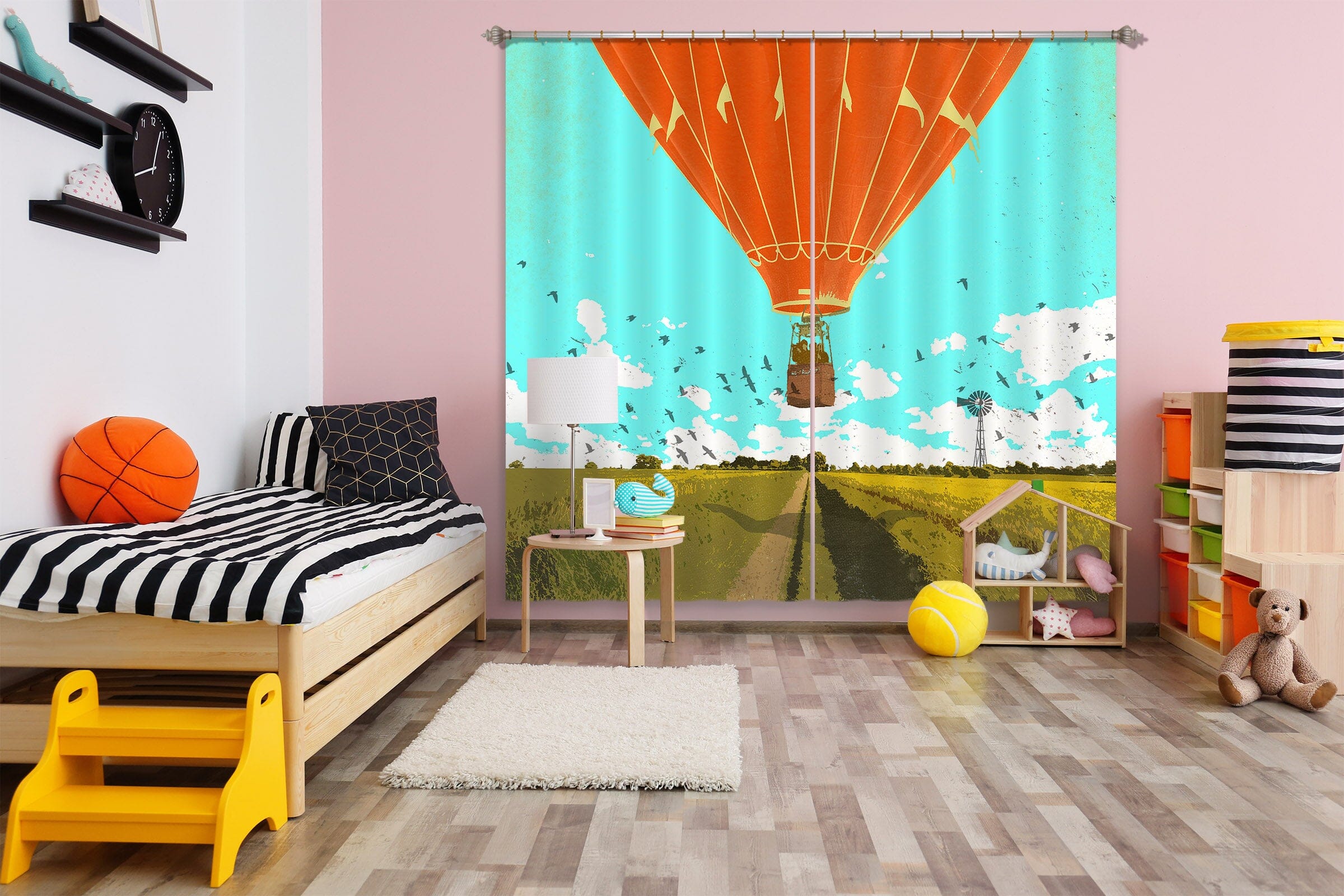 3D Hot Air Balloon 047 Showdeer Curtain Curtains Drapes Curtains AJ Creativity Home 