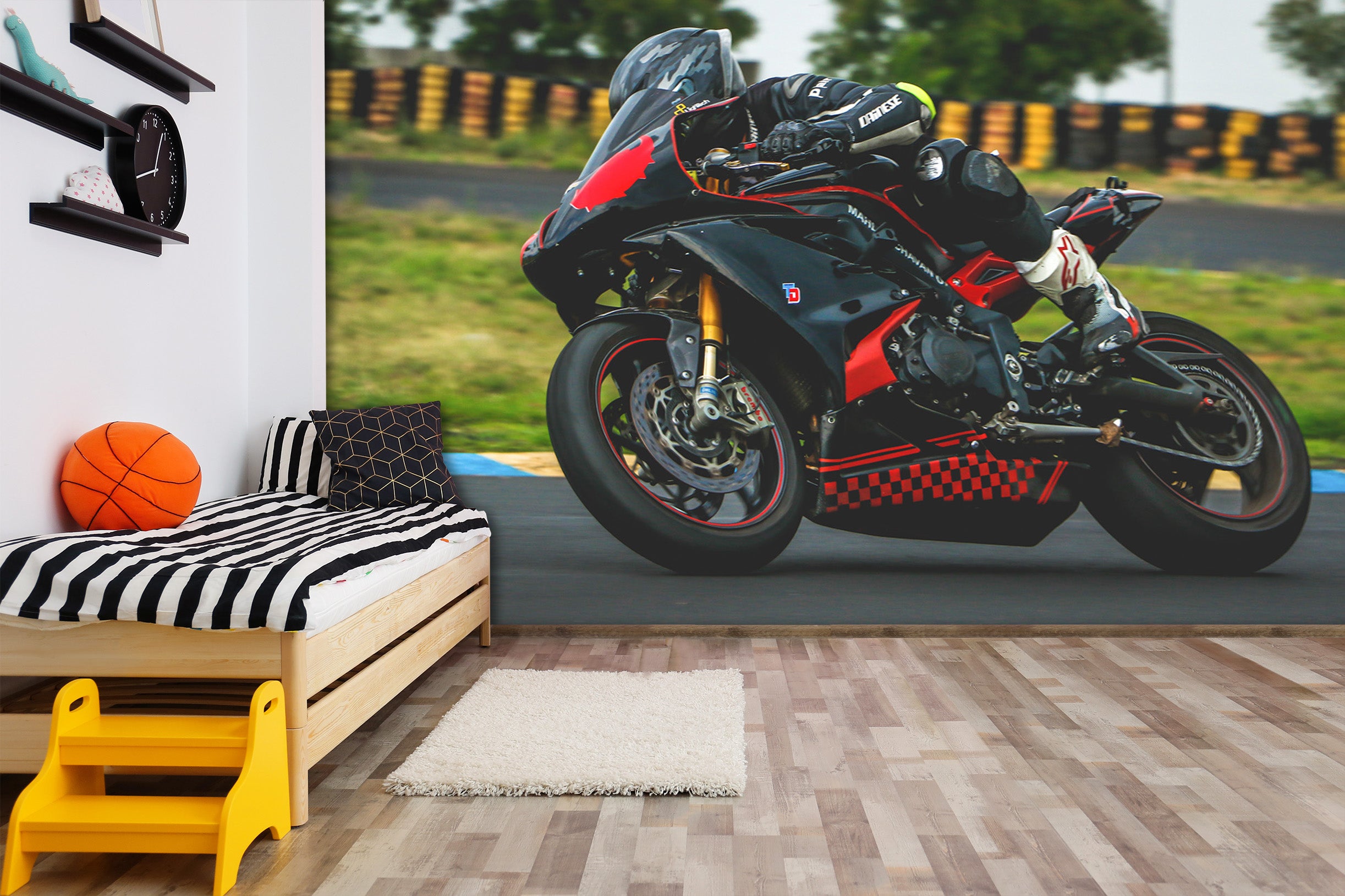 3D Racing Motorcycle 090 Vehicle Wall Murals