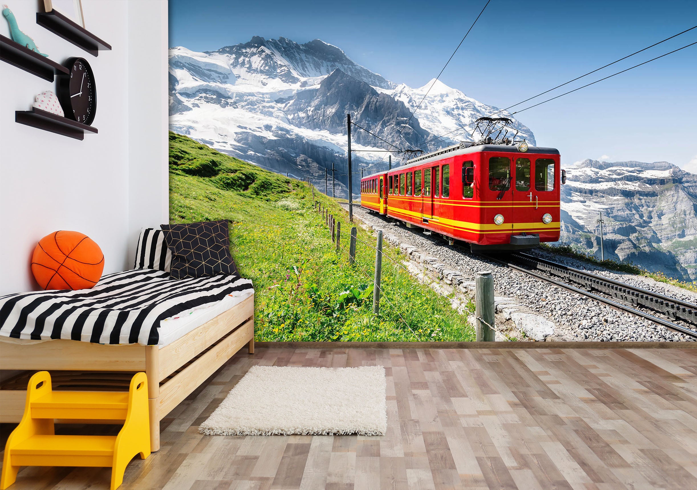 3D Green Grass Train 173 Vehicle Wall Murals