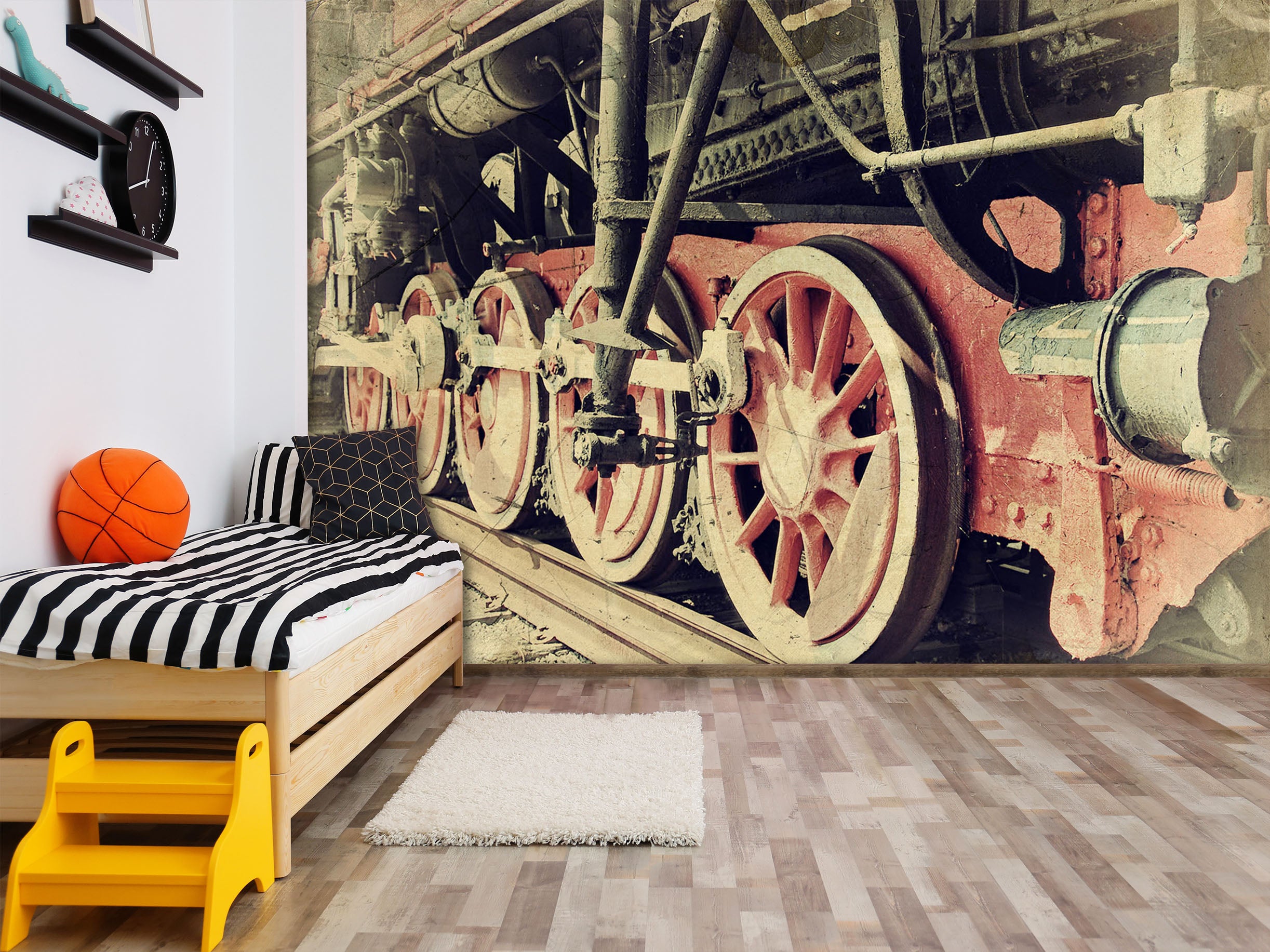 3D Vintage Train 163 Vehicle Wall Murals