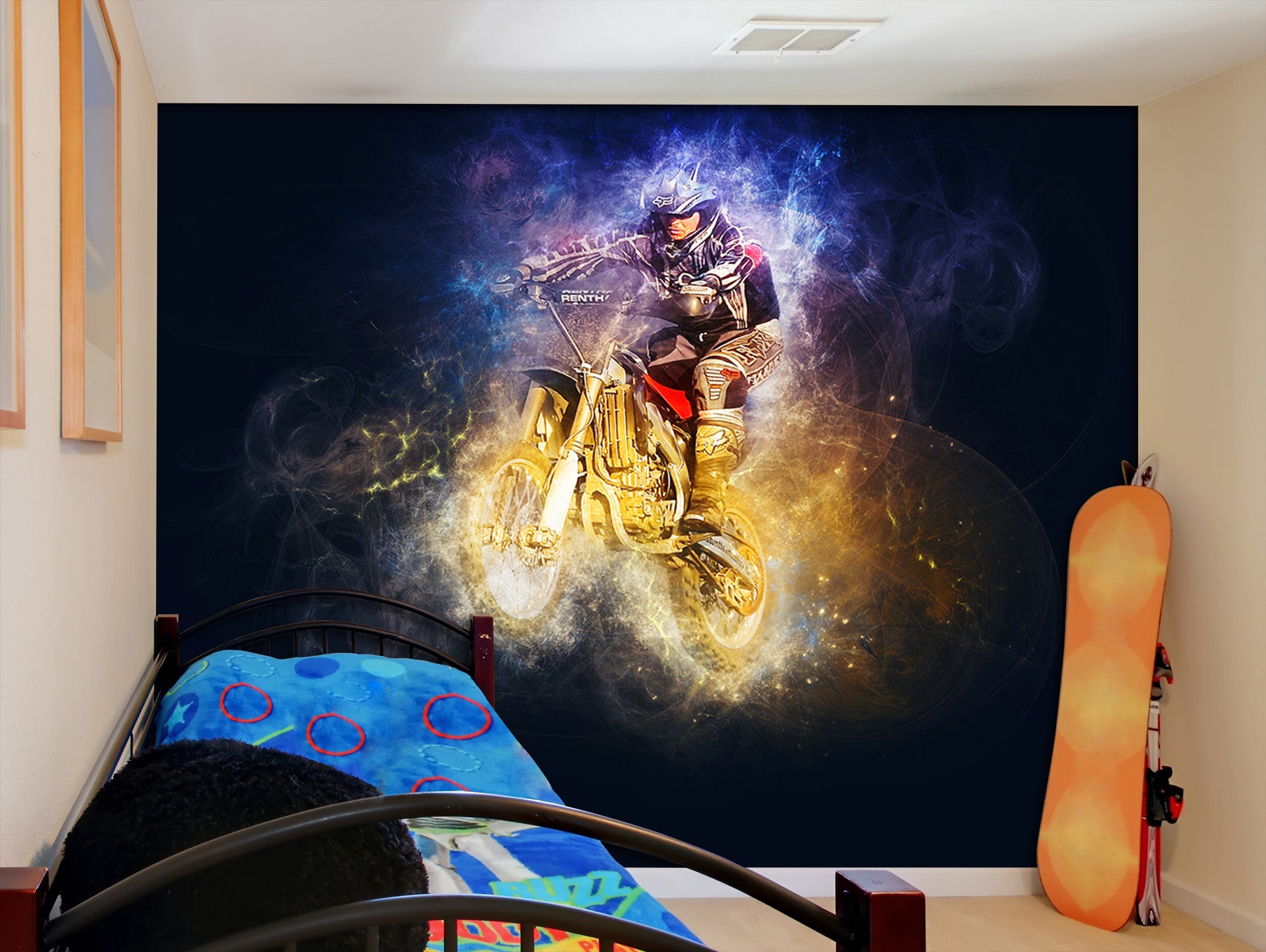 3D Motorbike Fire 121 Vehicle Wall Murals