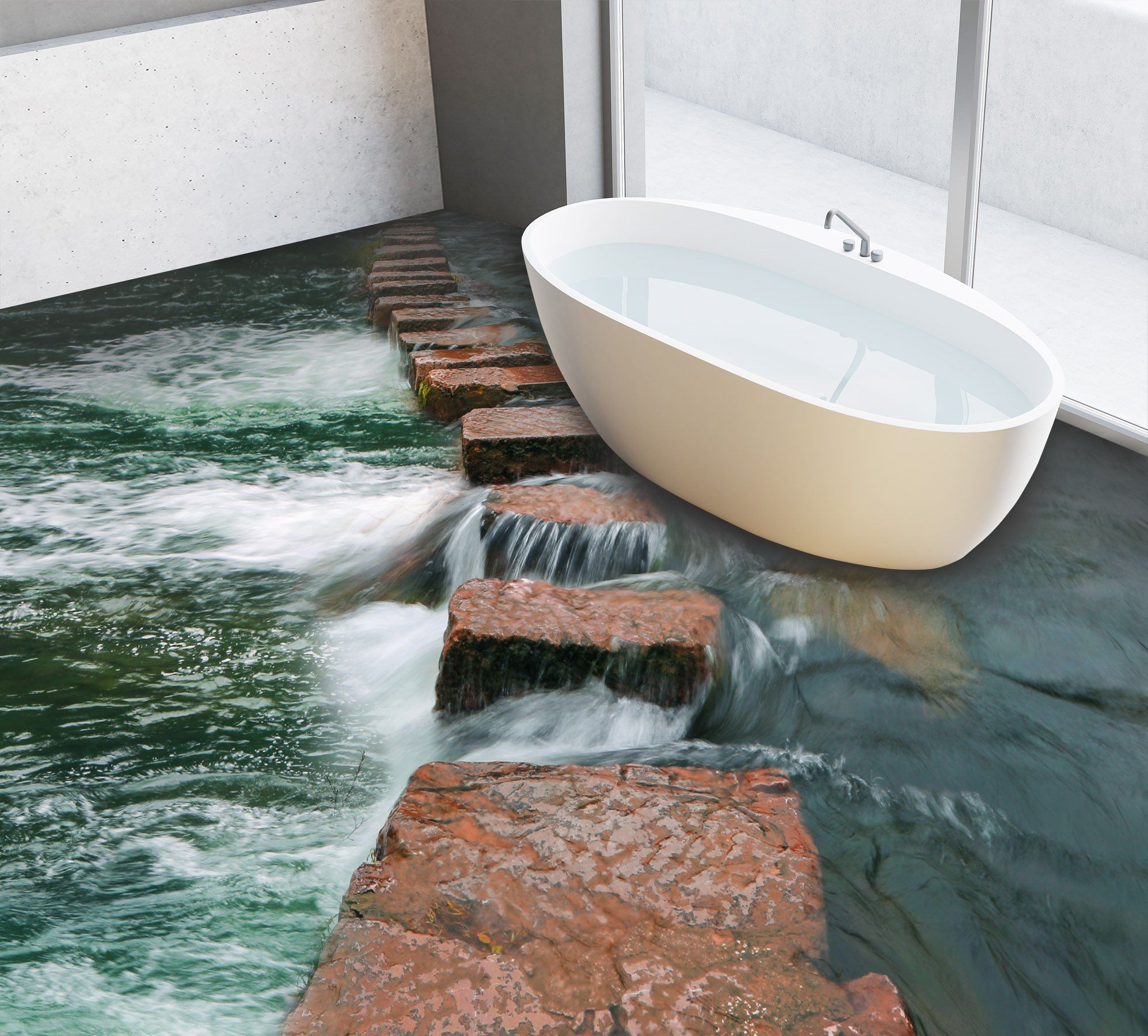 3D River Rock Road Floor Mural Wallpaper AJ Wallpaper 2 