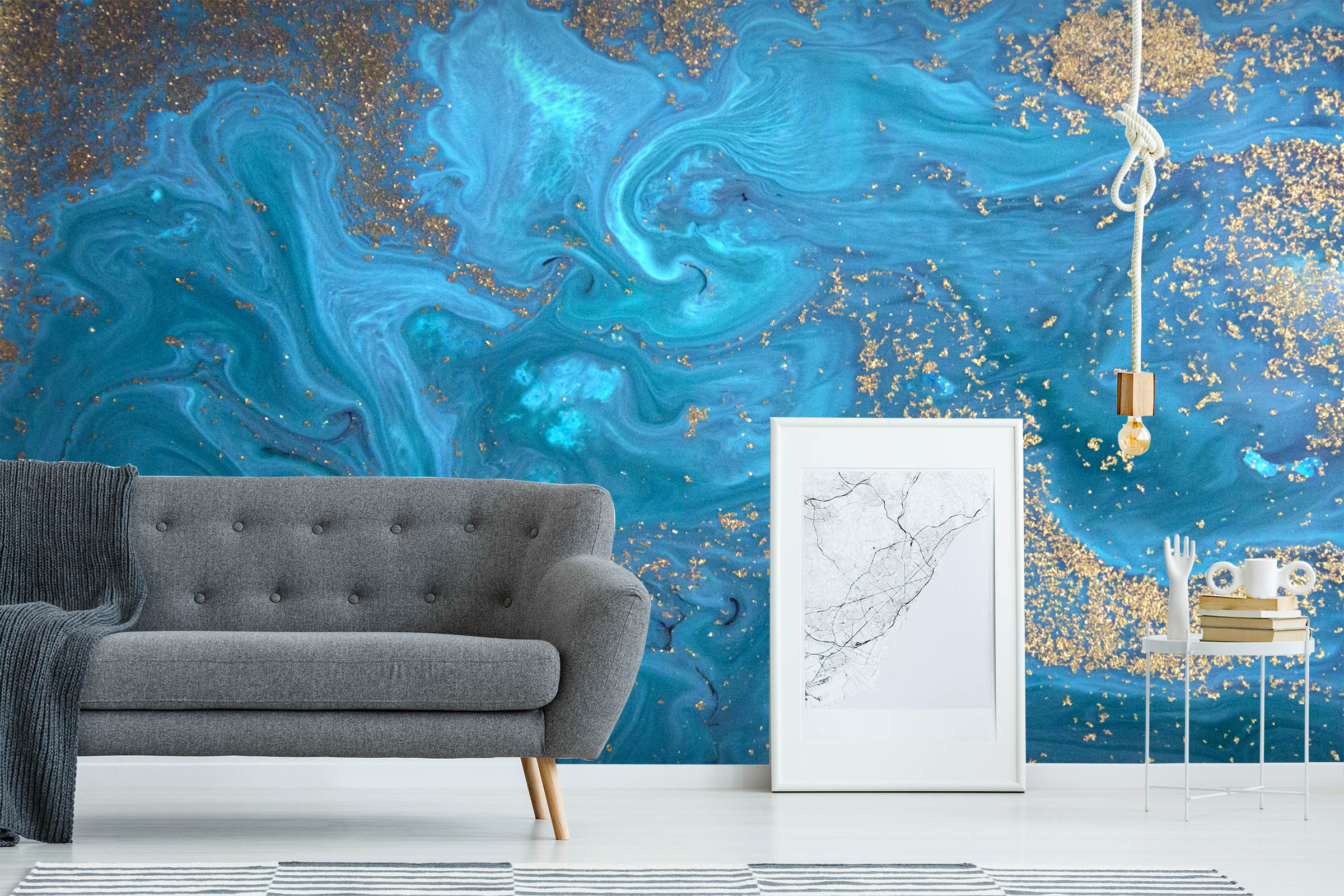 3D Blue Marbling Texture 035 Wall Murals