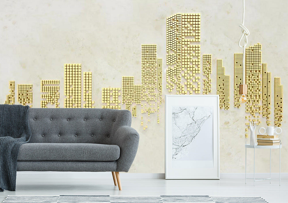 3D Yellow Square Building WC583 Wall Murals