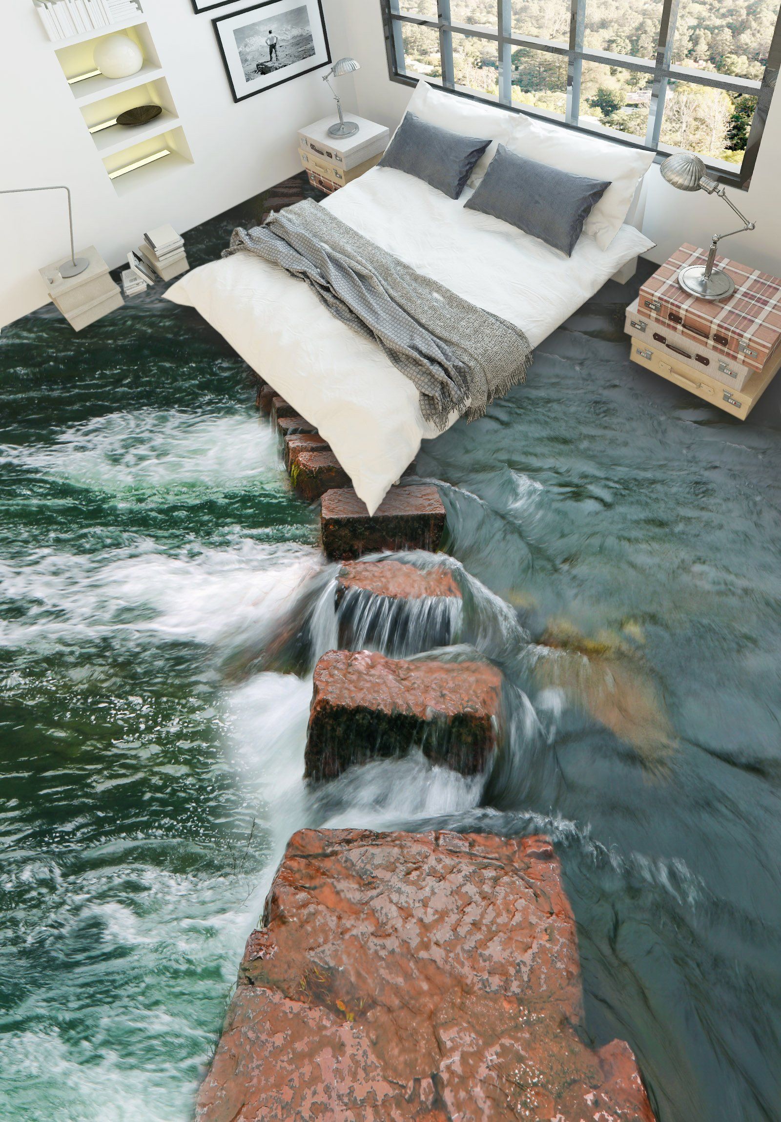 3D River Rock Road Floor Mural Wallpaper AJ Wallpaper 2 