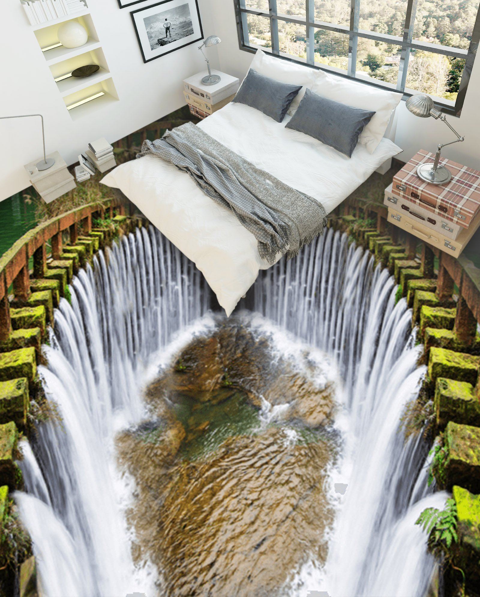 3D Pouring Water Floor Mural Wallpaper AJ Wallpaper 2 