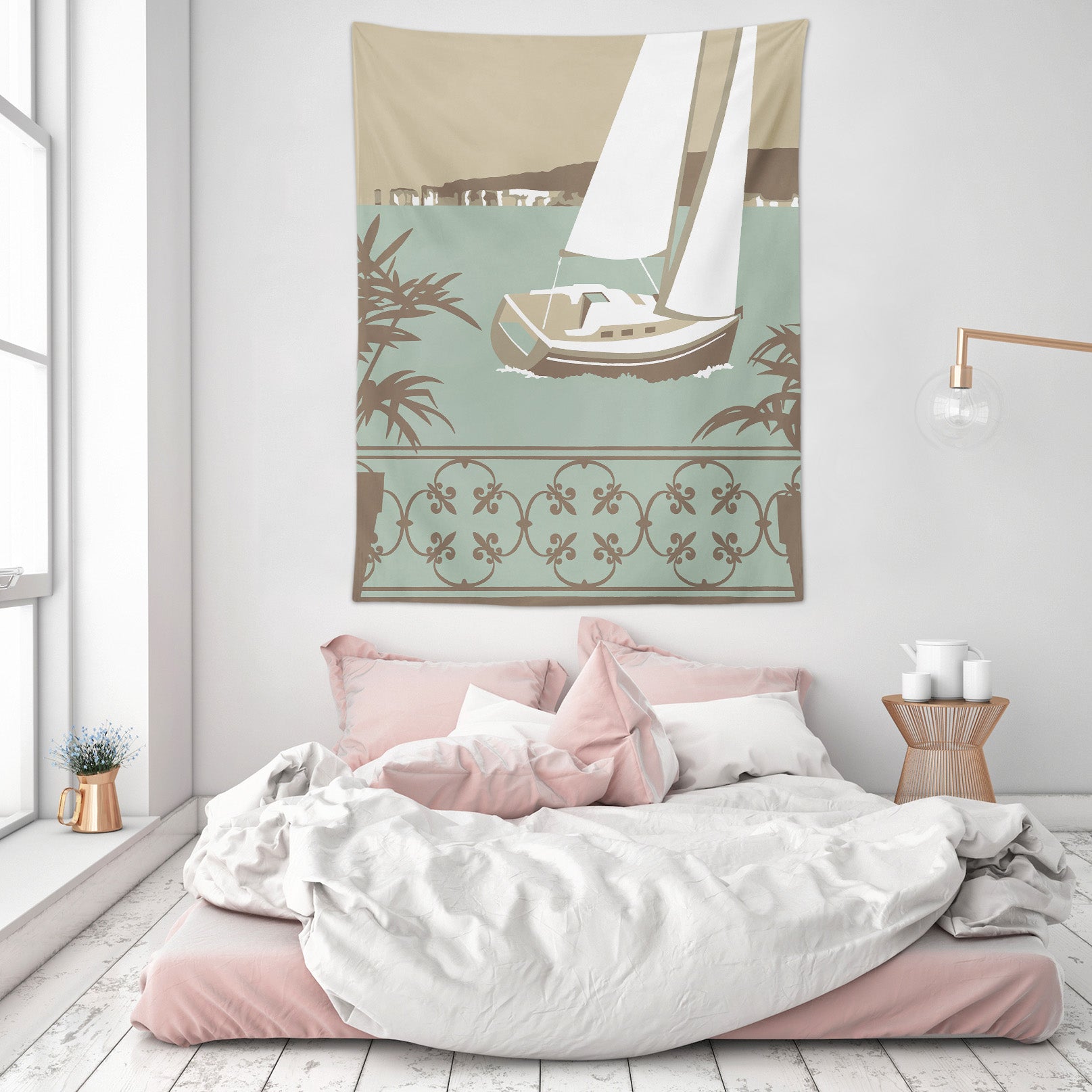 3D Balcony Sailboat 5372 Steve Read Tapestry Hanging Cloth Hang
