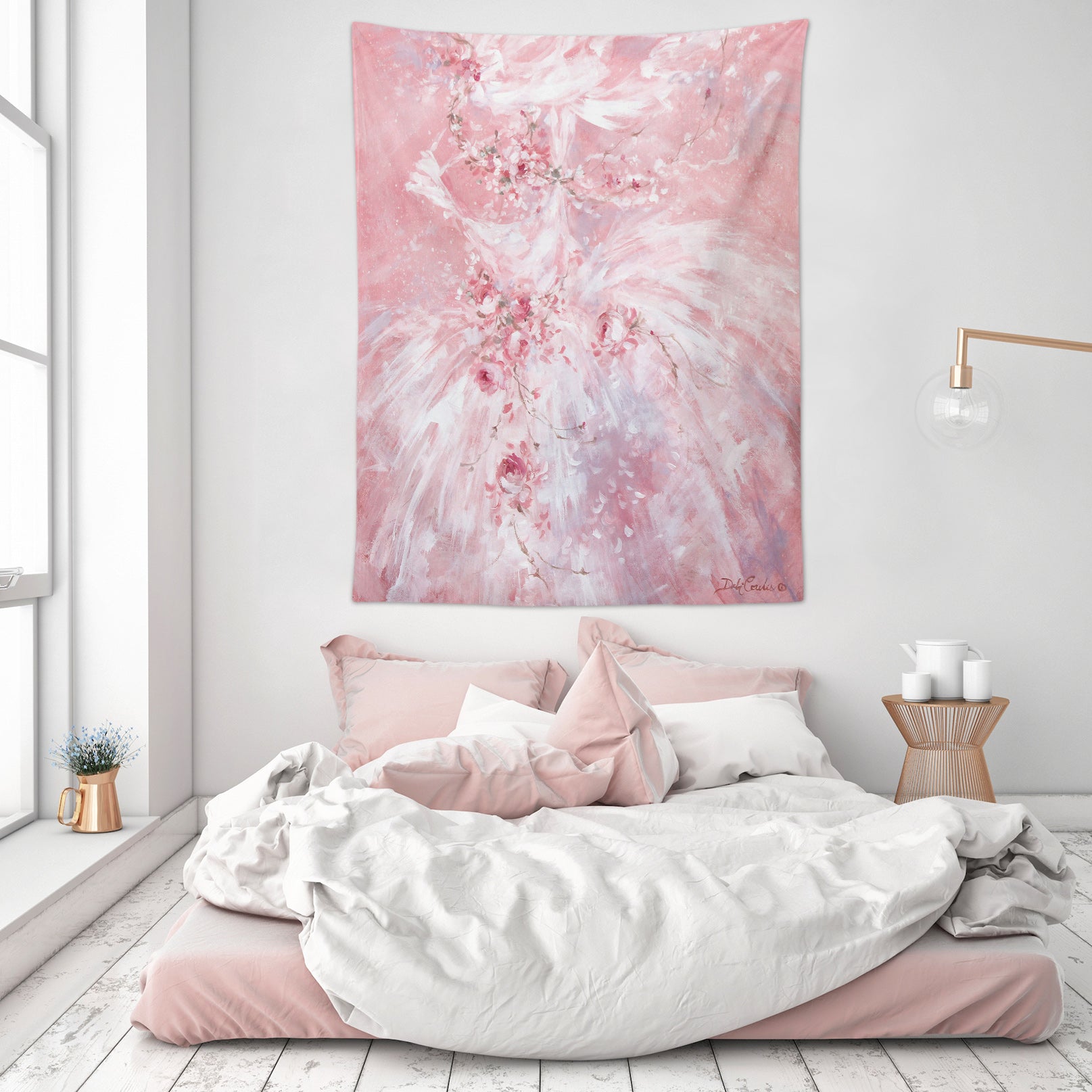 3D Pink Gauze Petals 11201 Debi Coules Tapestry Hanging Cloth Hang