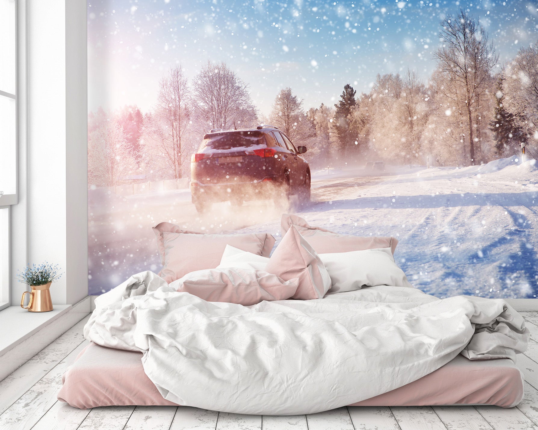 3D Snowflake Car 383 Vehicle Wall Murals