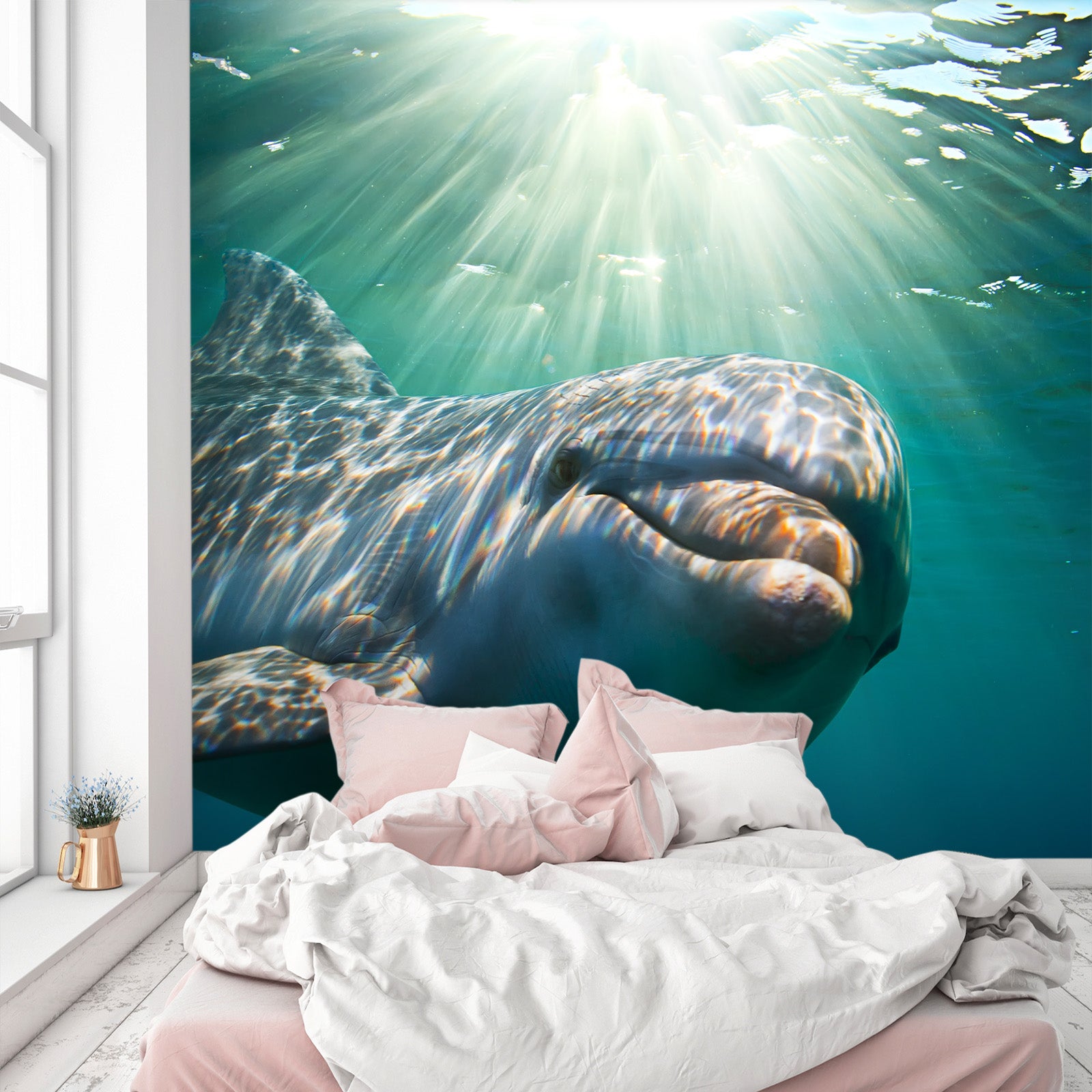 3D Sunny Dolphin 376 Wall Murals