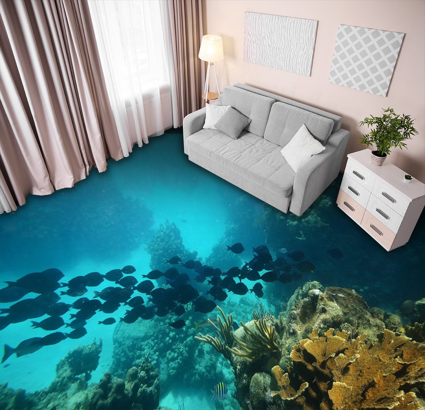 3D Deep Sea Stones 043 Floor Mural Wallpaper AJ Wallpaper 2 