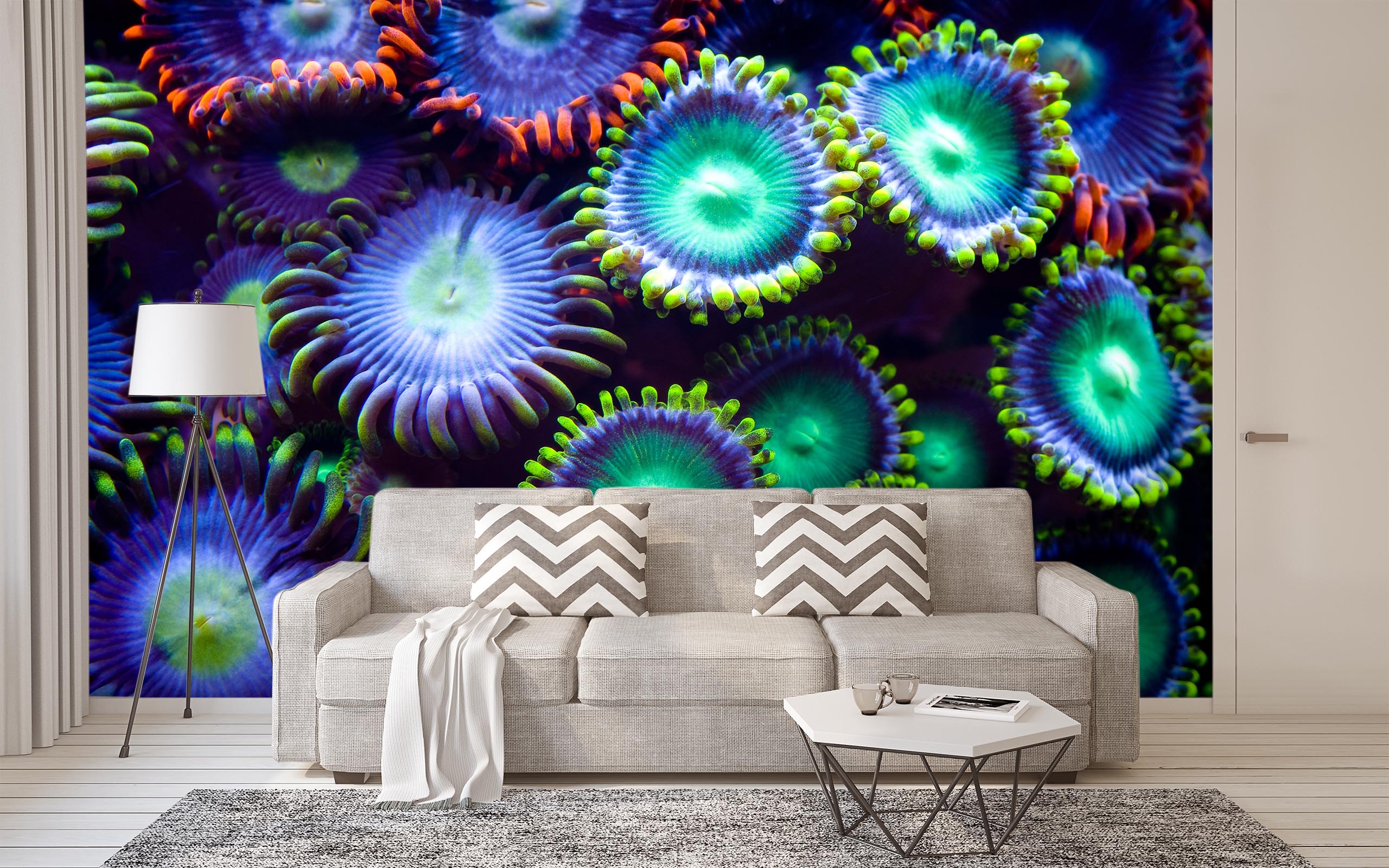 3D Undersea Green Flowers 385 Wall Murals