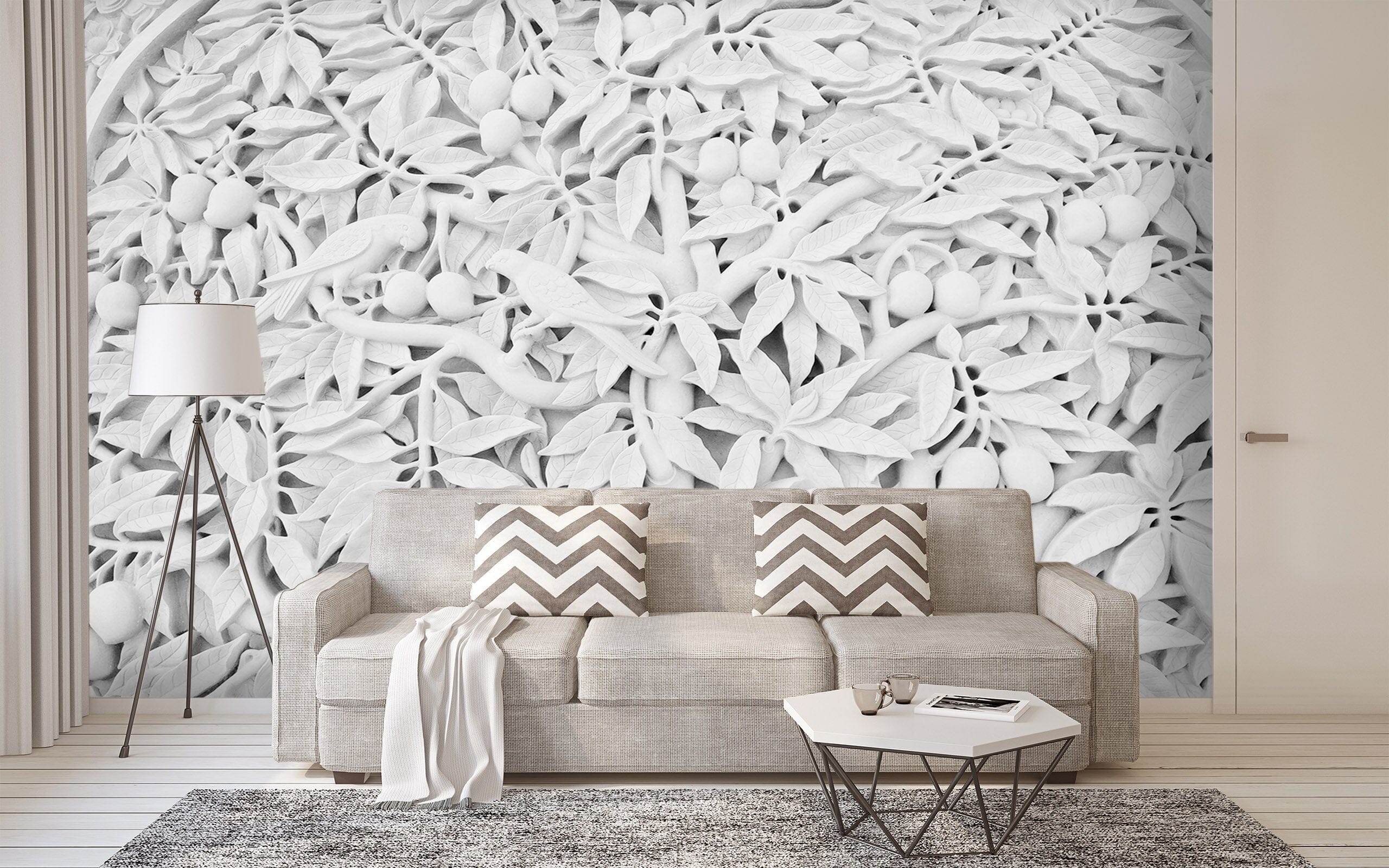 3D Carving Leaves 1593 Wall Murals Wallpaper AJ Wallpaper 2 