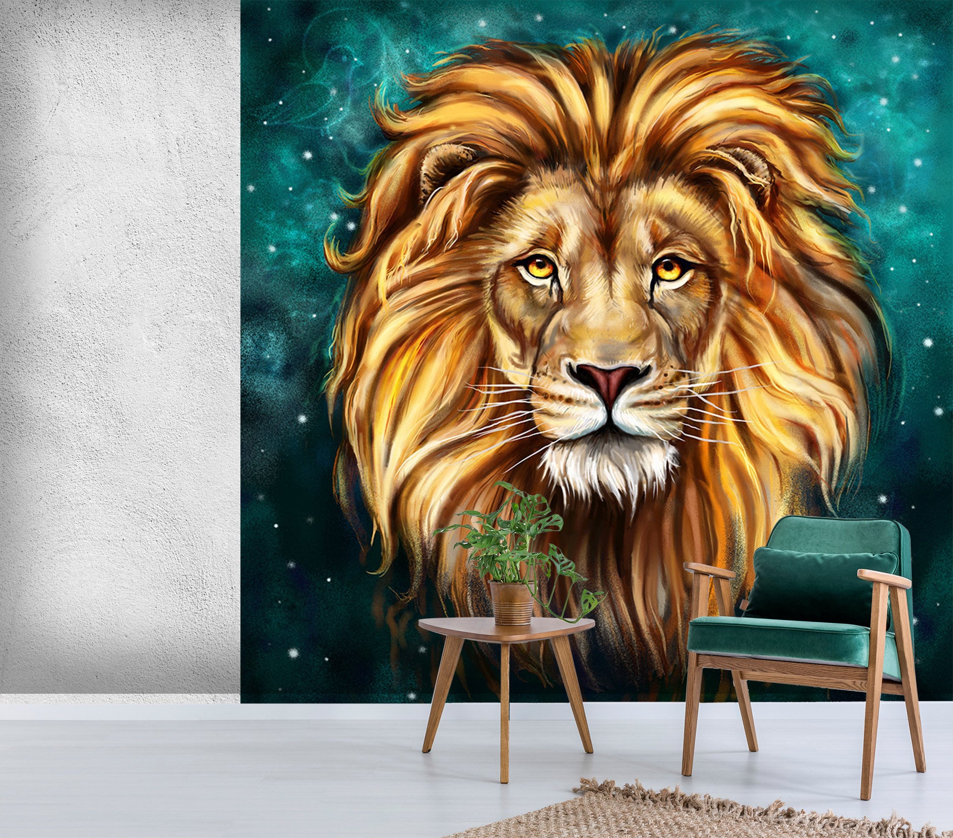 3D Lion Head Pattern 326 Wall Murals