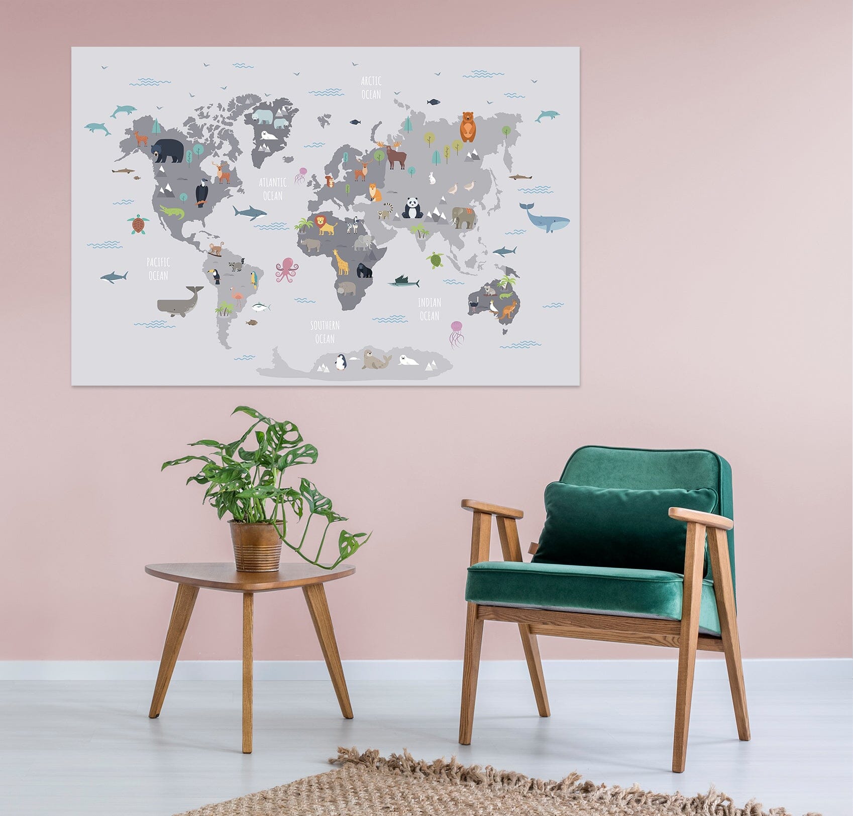 3D Grey Art 255 World Map Wall Sticker Wallpaper AJ Wallpaper 2 