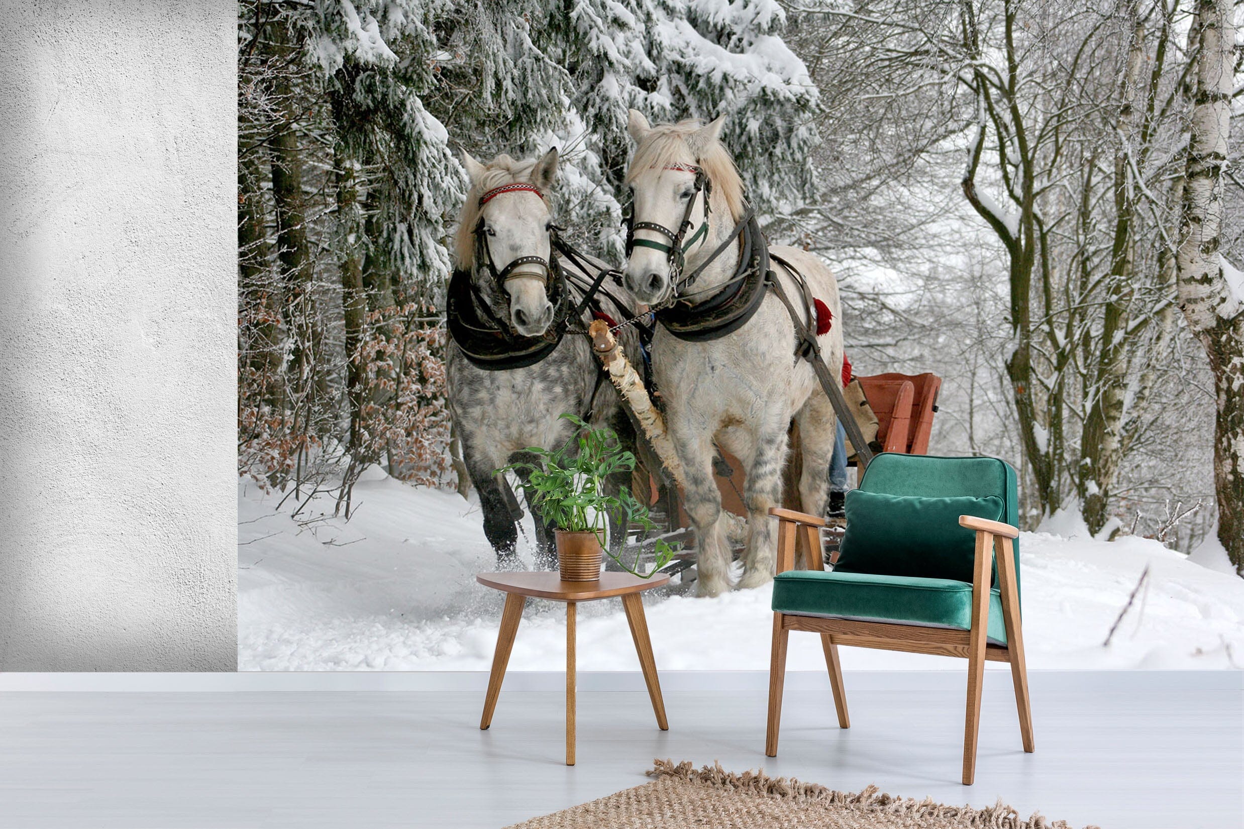3D Horse Sleigh 263 Wall Murals Wallpaper AJ Wallpaper 2 