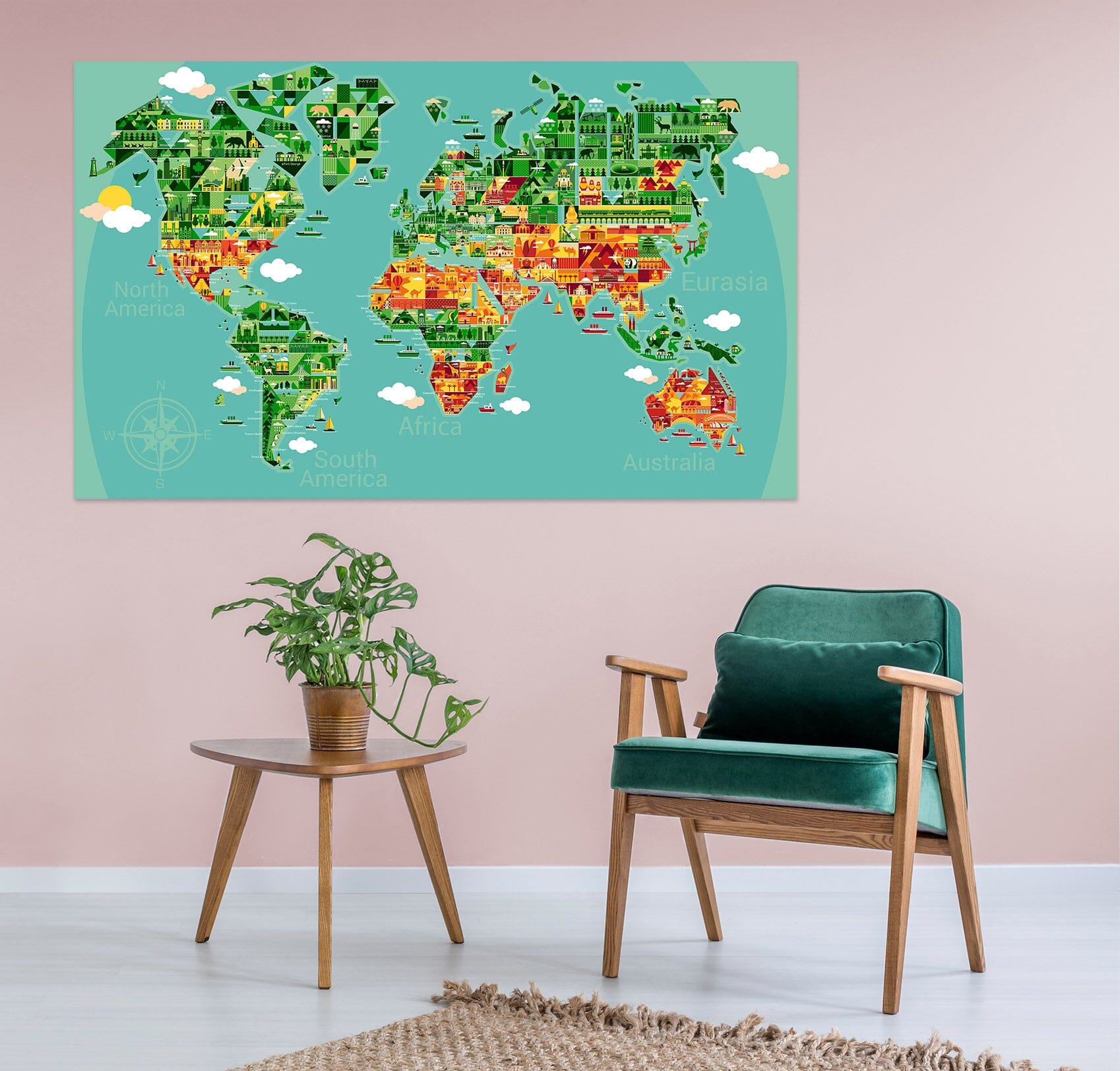 3D Color Island 220 World Map Wall Sticker Wallpaper AJ Wallpaper 2 