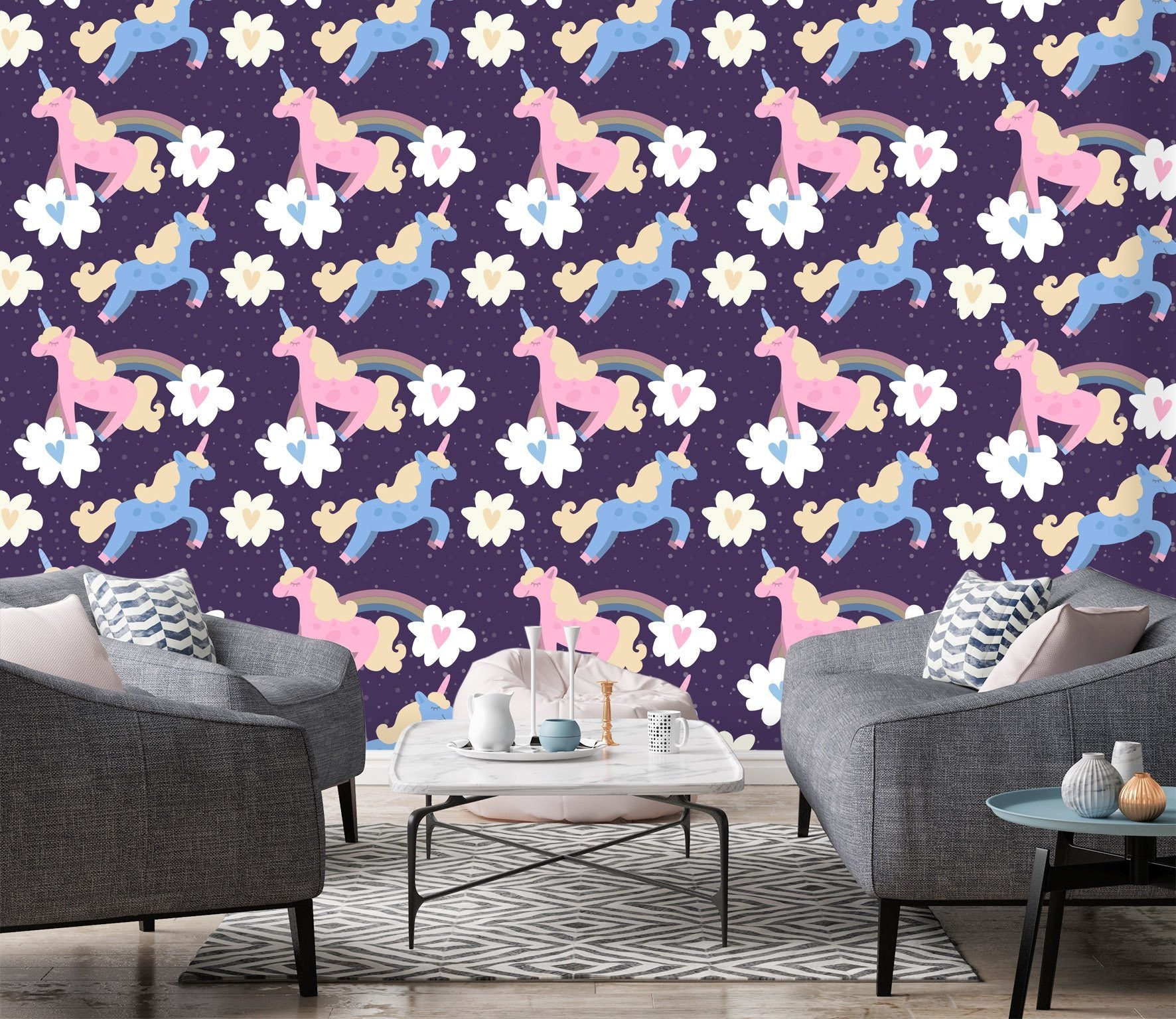 3D Rainbow Cartoon Unicorn 417 Wallpaper AJ Wallpaper 