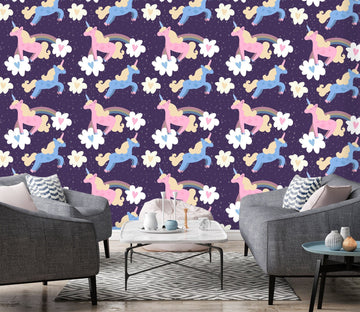 3D Rainbow Cartoon Unicorn 417 Wallpaper AJ Wallpaper 