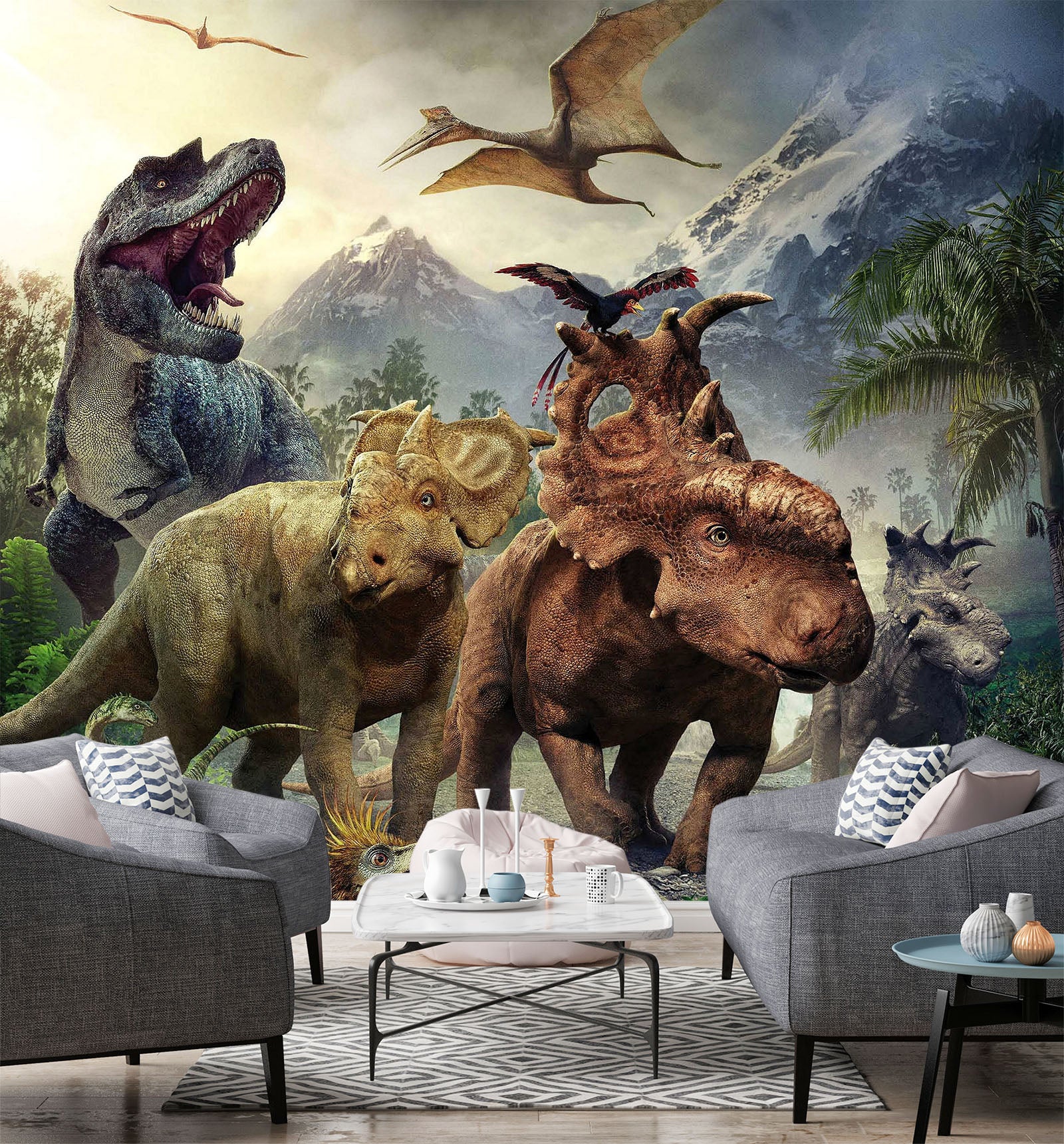 3D Dinosaur Forest 389 Wall Murals