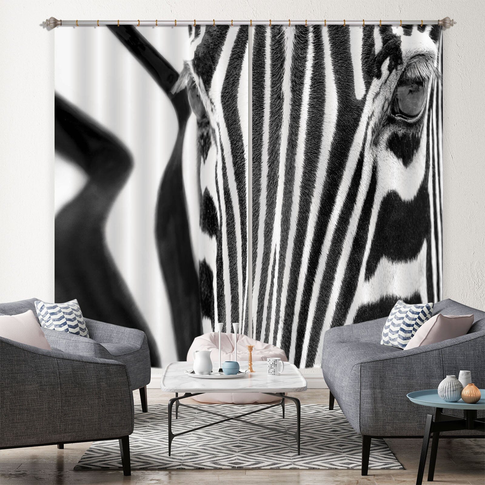 3D Zebra Lines 058 Marco Carmassi Curtain Curtains Drapes Curtains AJ Creativity Home 