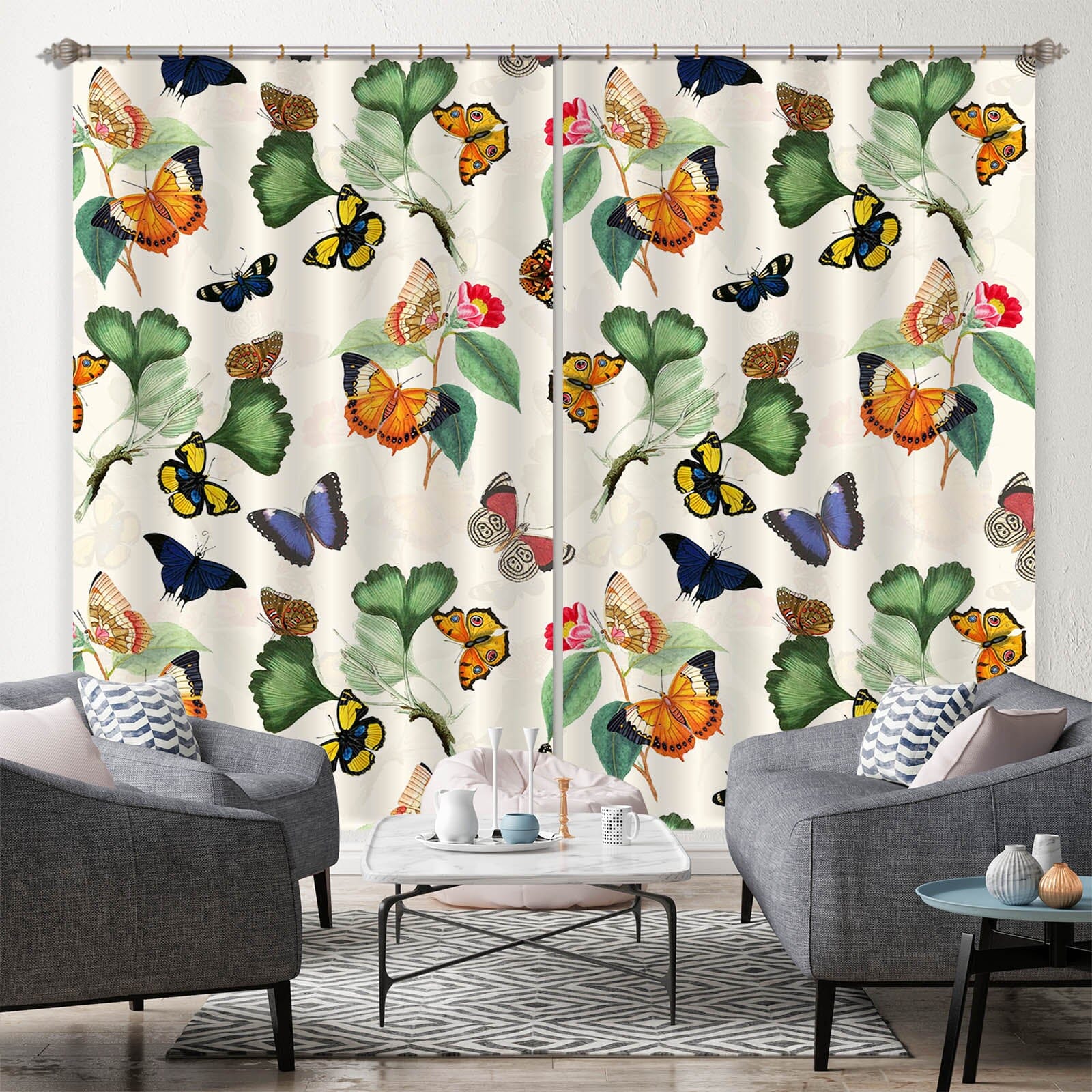 3D Painted Butterfly 143 Uta Naumann Curtain Curtains Drapes Curtains AJ Creativity Home 