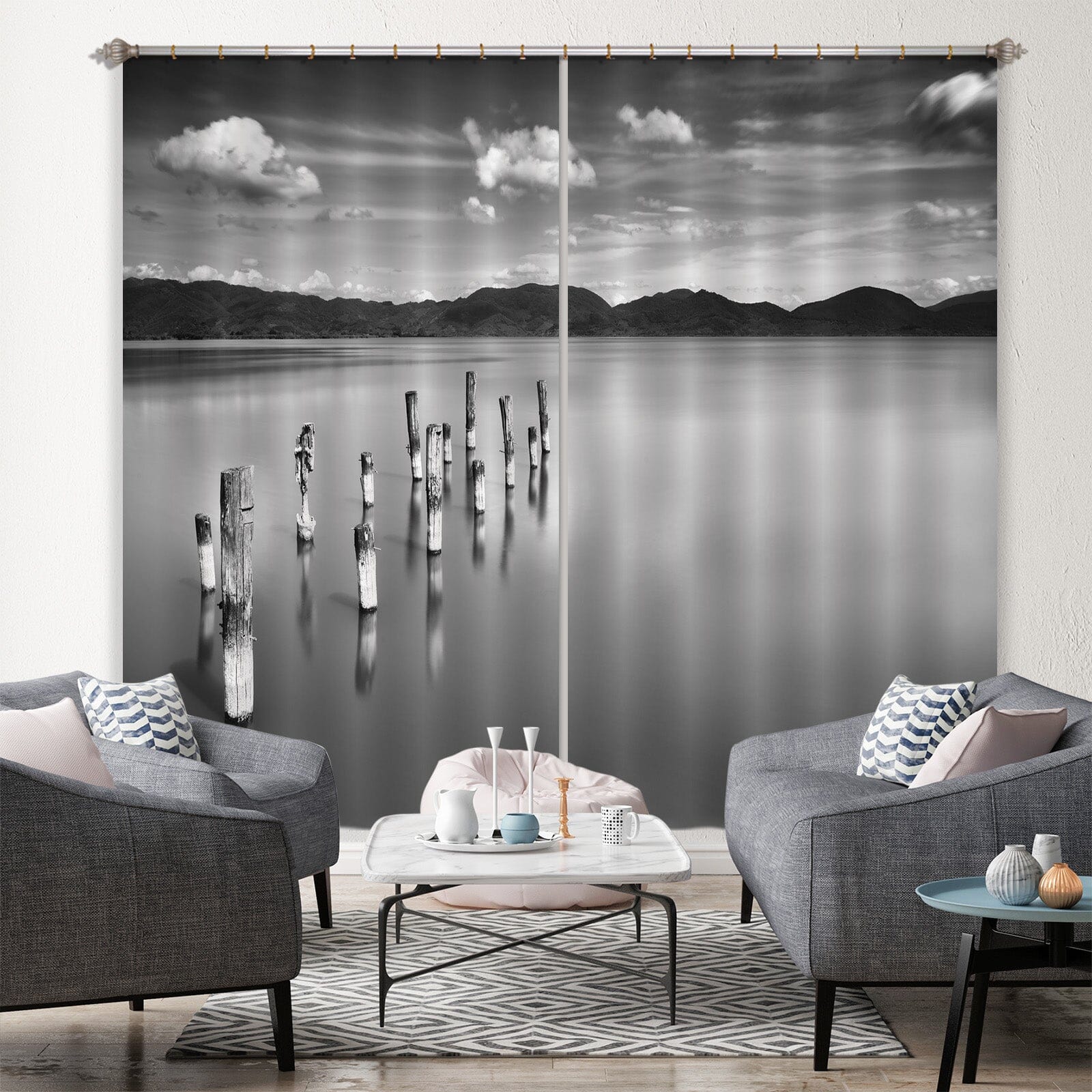 3D Grey Water Stream 162 Marco Carmassi Curtain Curtains Drapes Curtains AJ Creativity Home 